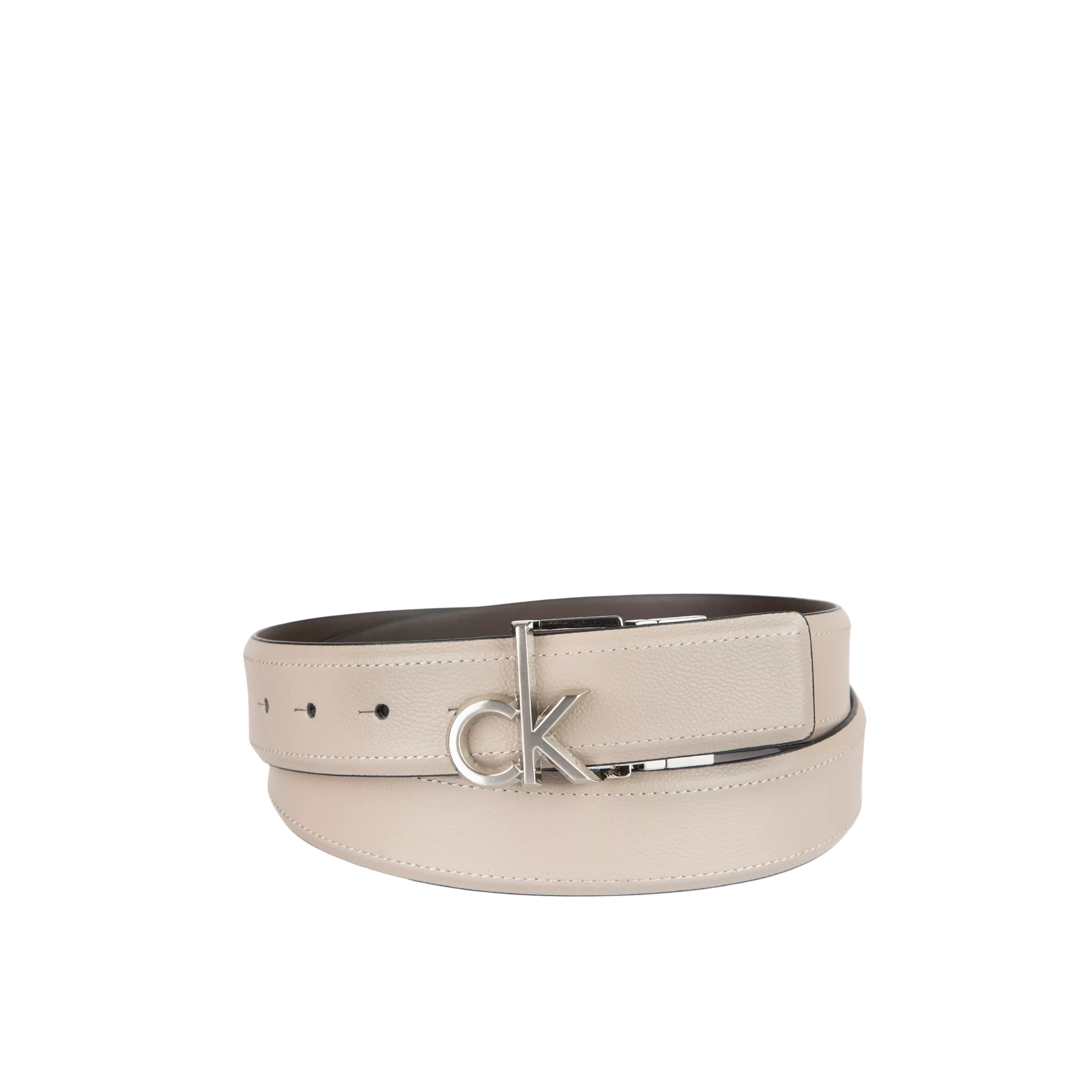 Calvin Klein Men Monogram Logo Plaque Reversible Belt - Taupe Brown