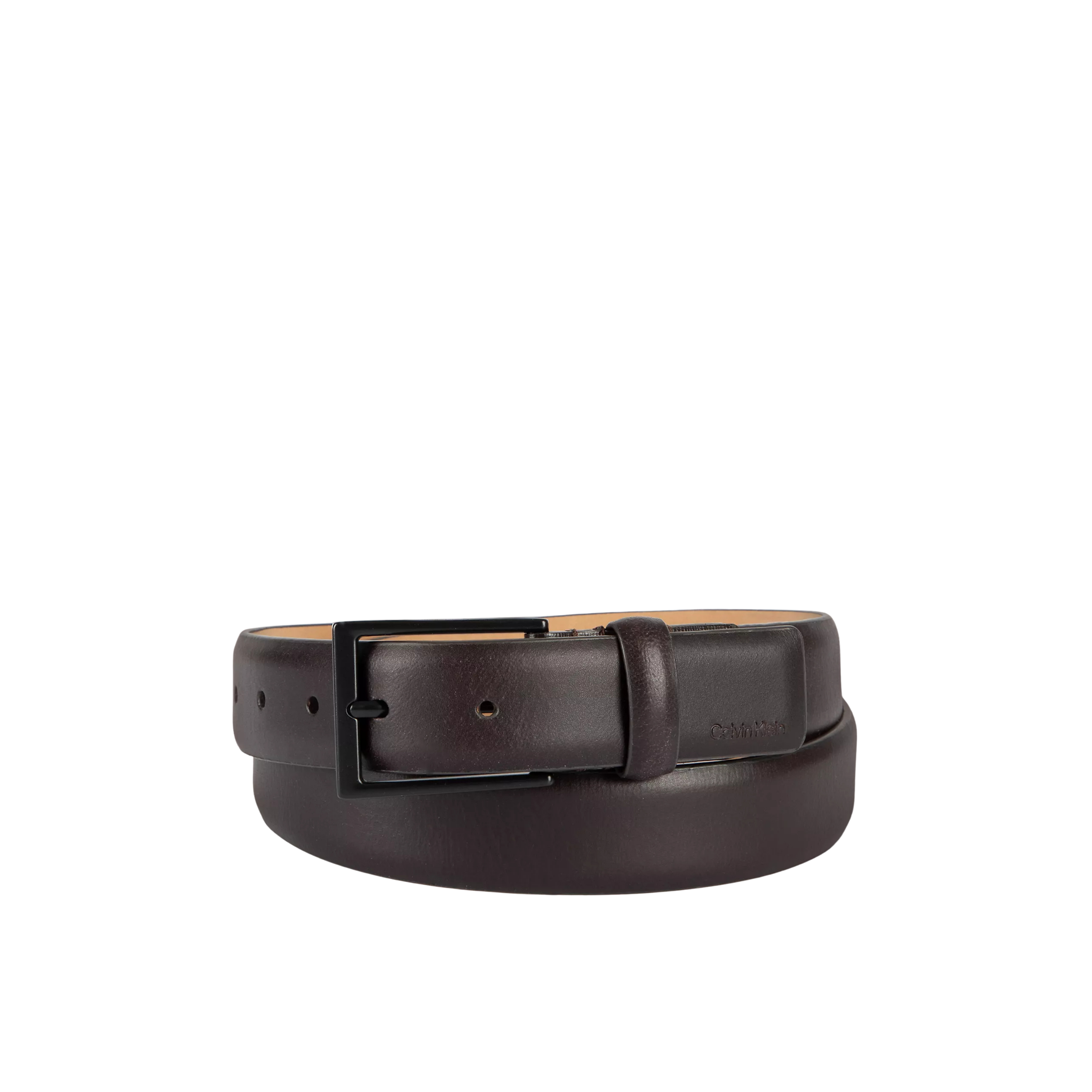 Calvin Klein Men Embossed Logo Harness Buckle Belt - Brown