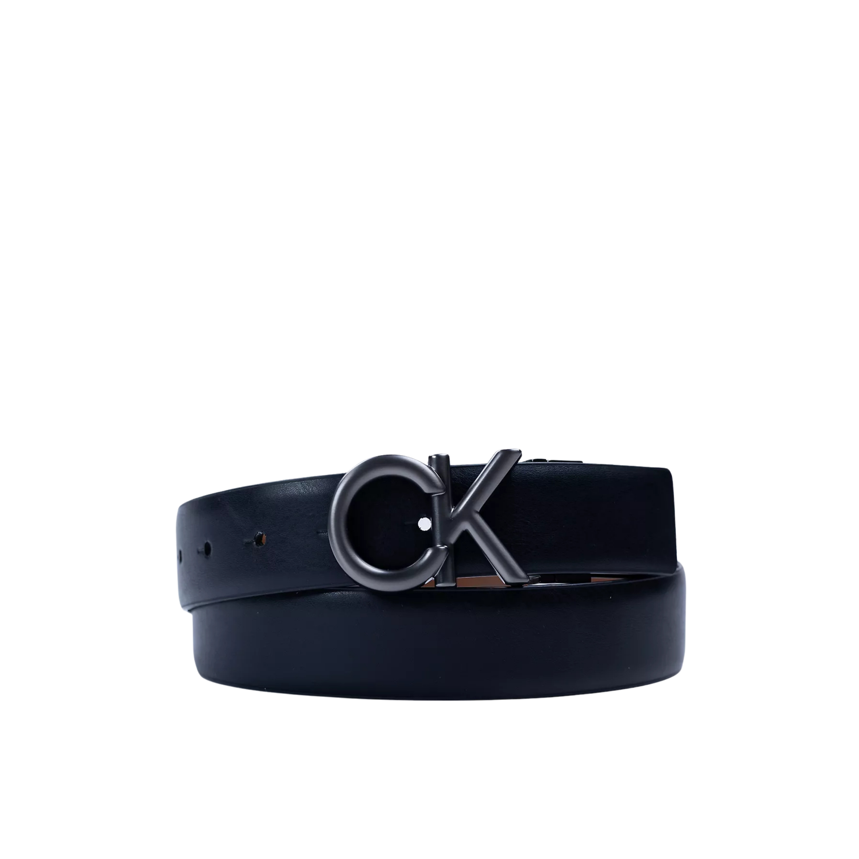 Calvin Klein Men CK Logo Plaque Reversible Dress Belt - Tan Black
