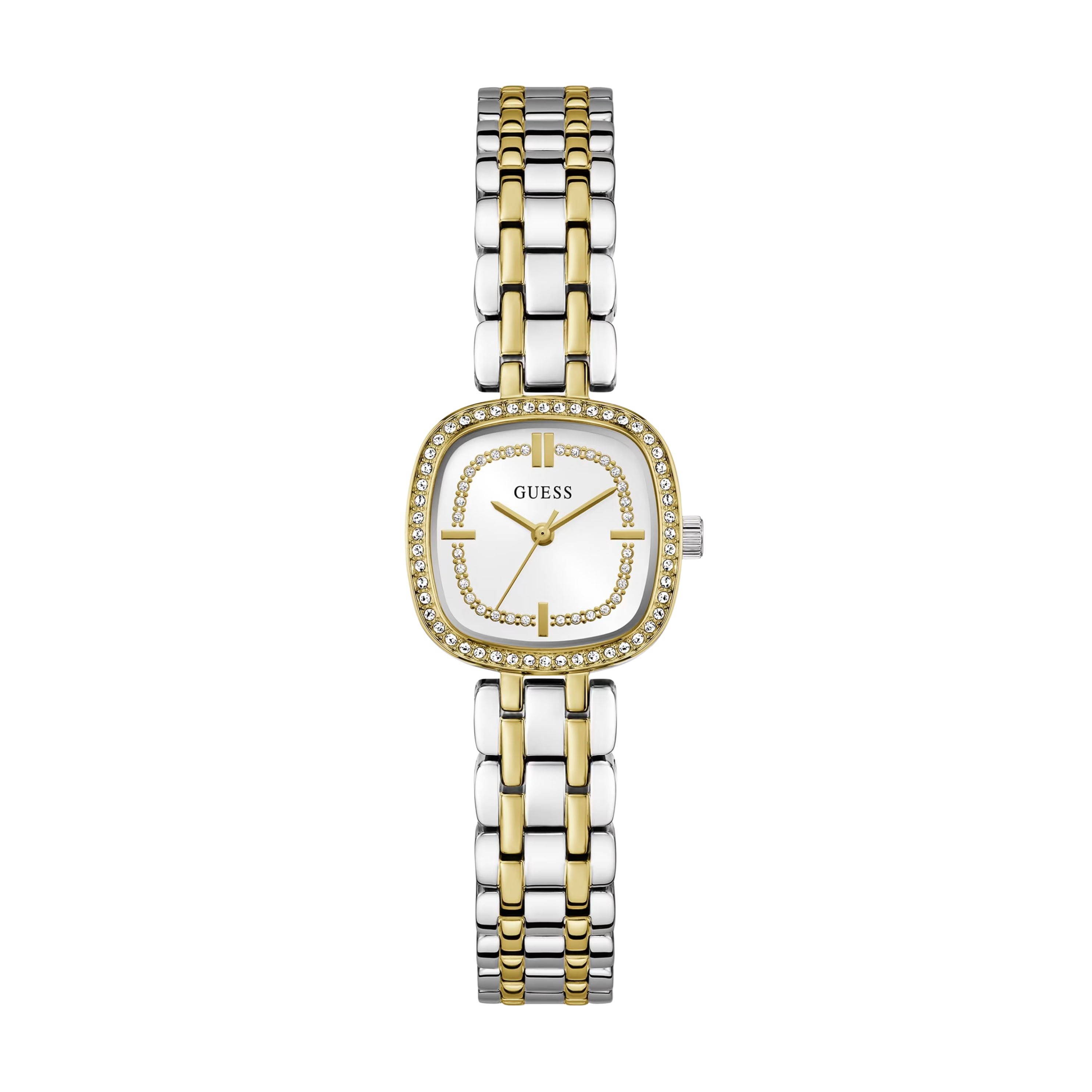 Guess Women Crystal Recycled Steel Analogue Watch GW1018L3 - White Multi Silver