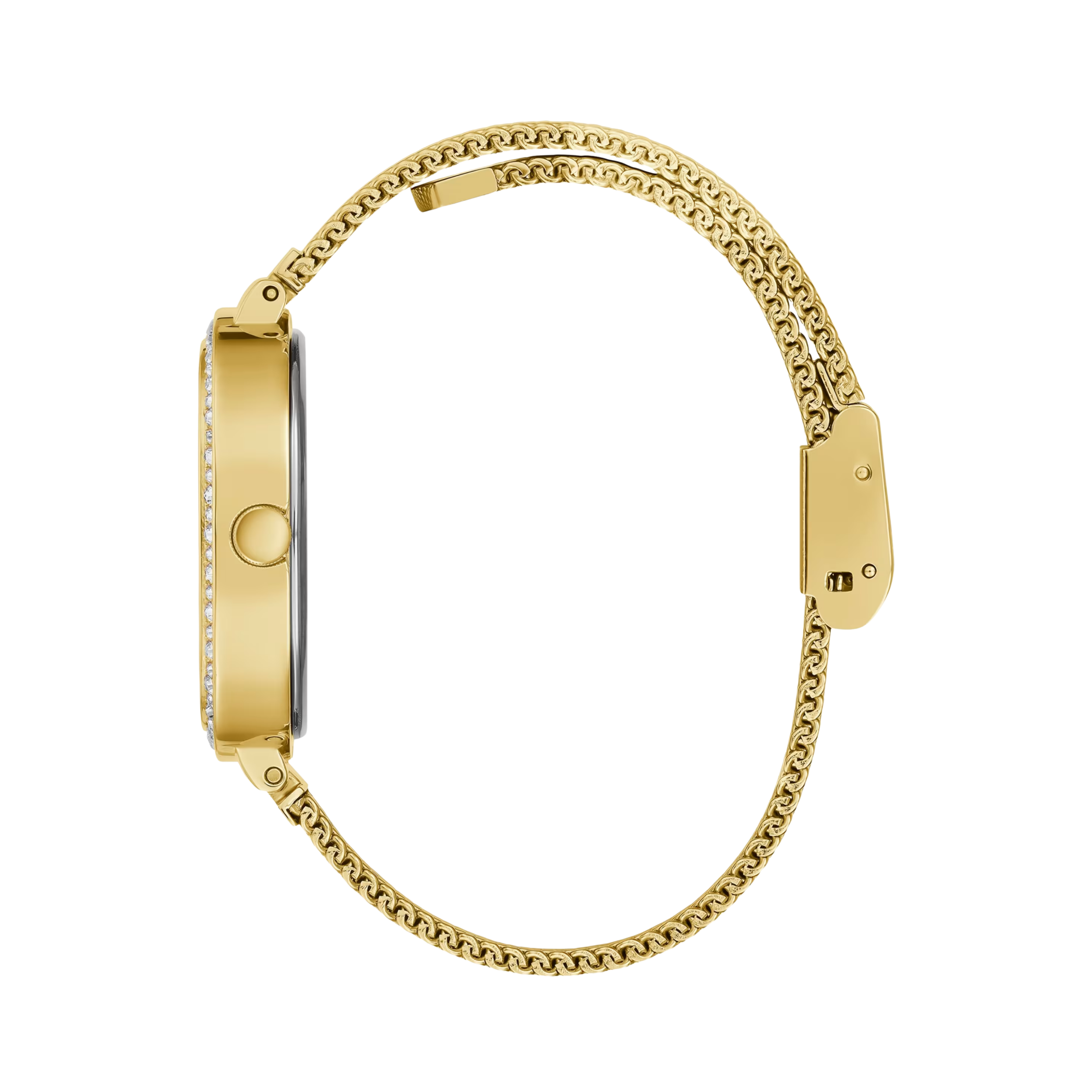 Guess Women Gold Tone Rounded Crystal Analog Watch GW0354L6 - Gold Blue