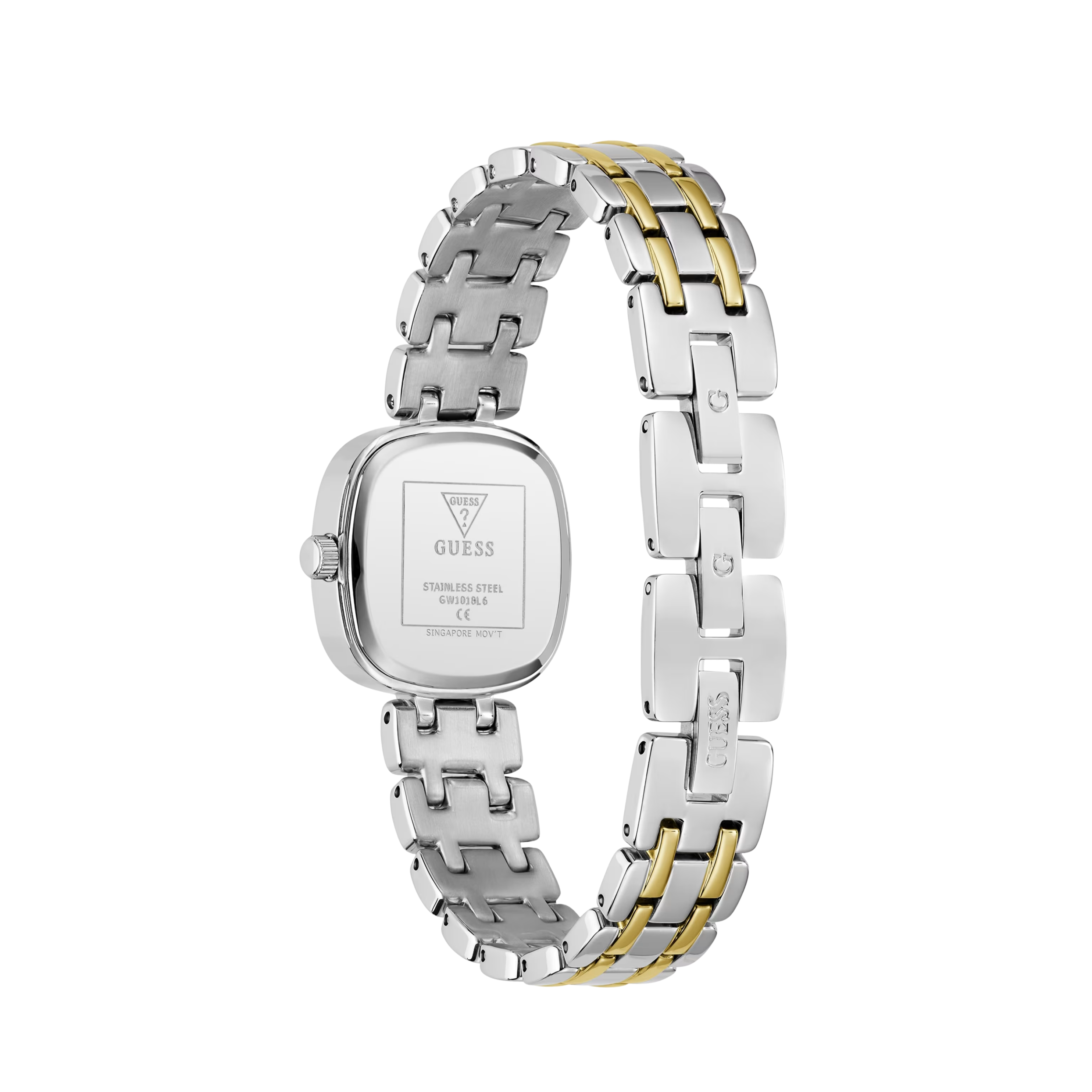 Guess Women Crystal Recycled Steel Analogue Watch GW1018L6 - White Multi Green