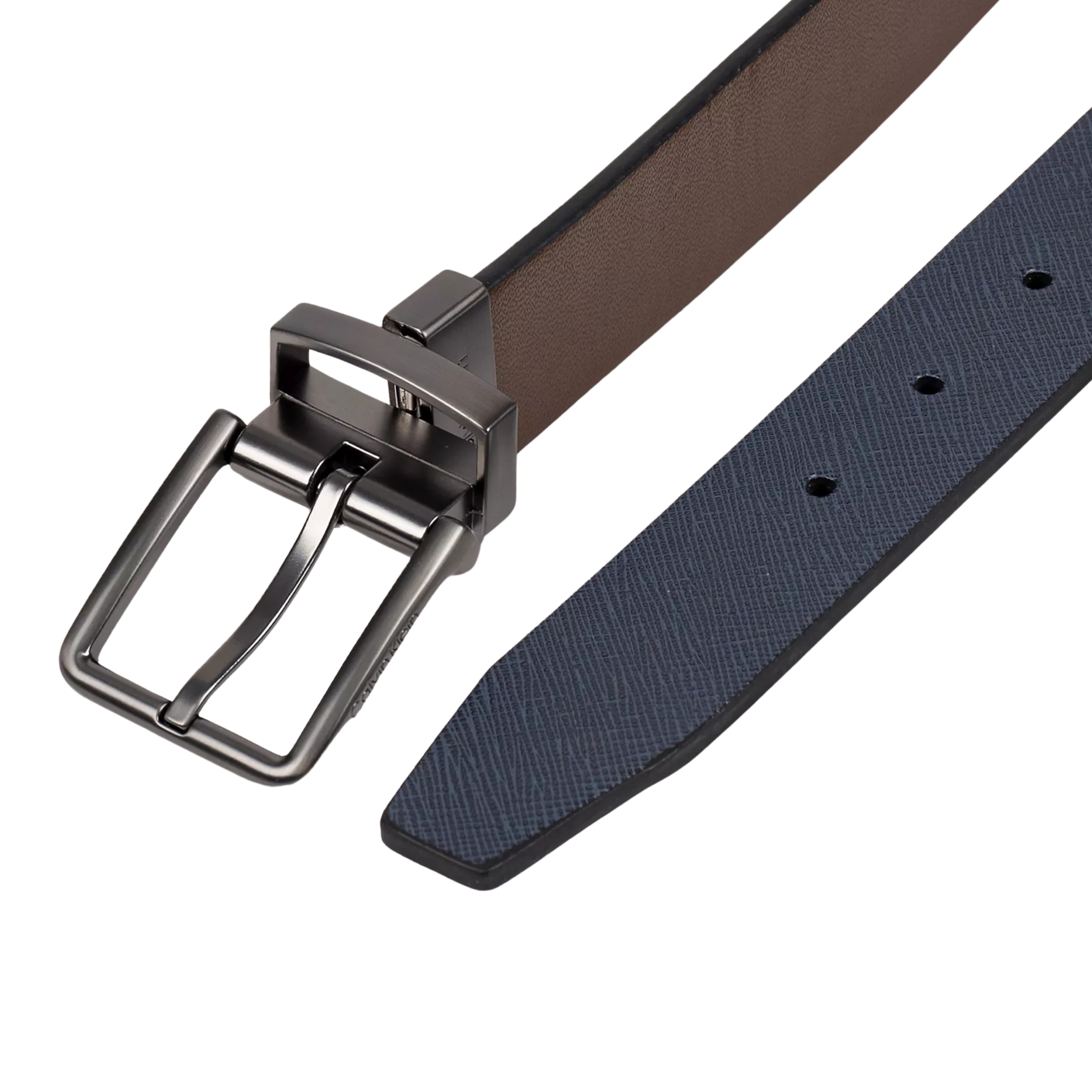 Calvin Klein Men Saffiano Leather Reversible Belt - Brown Blue