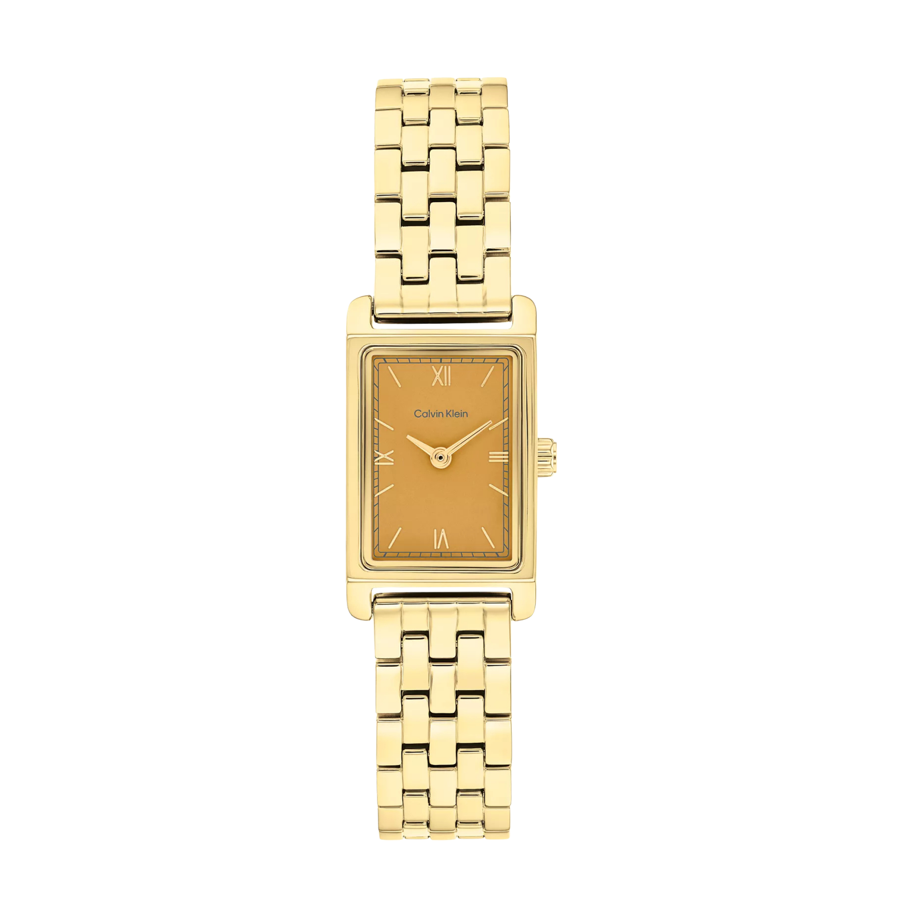 Calvin Klein Women Rectangle Dial Link Bracelet Watch - Amber Gold