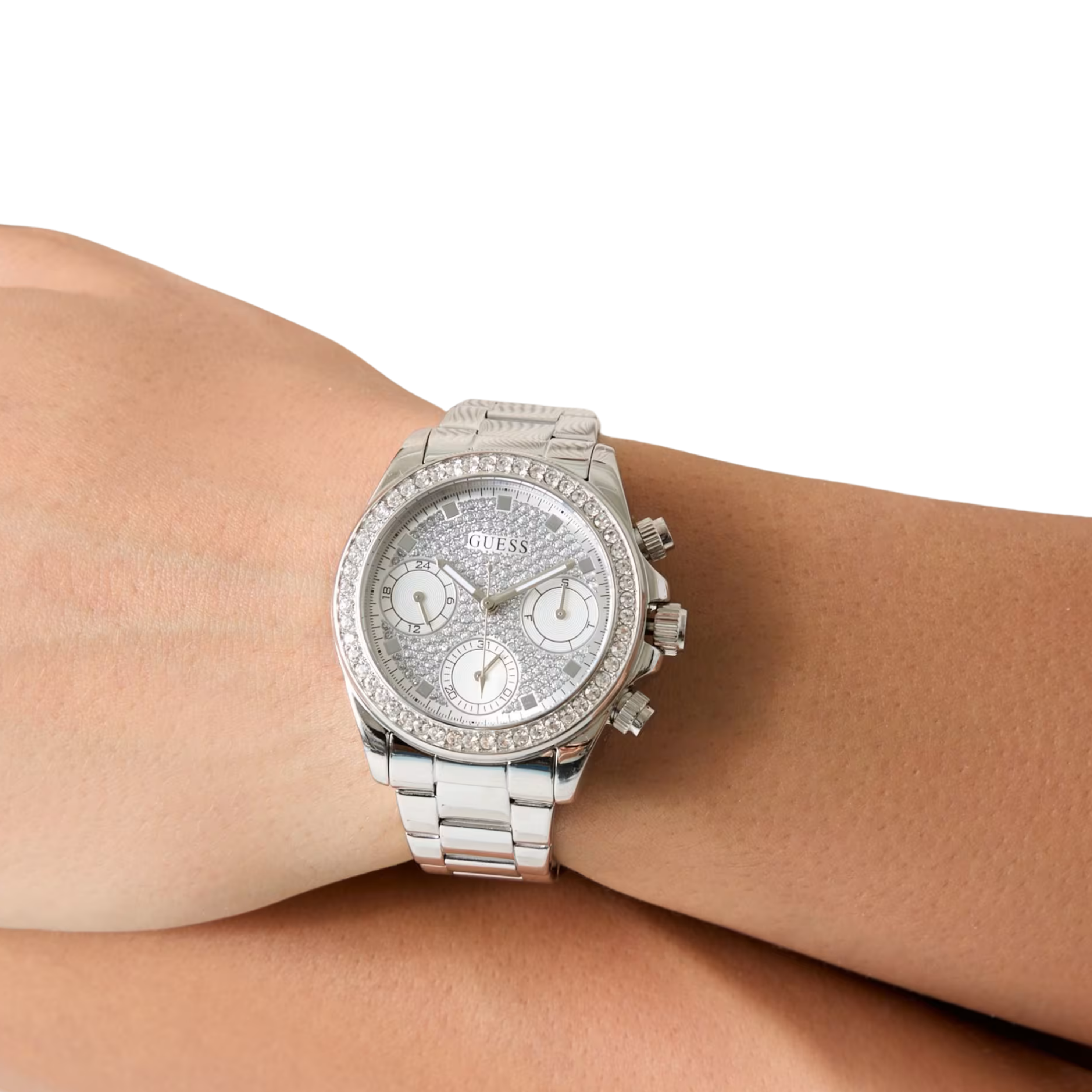 Guess Women Crystal Stainless Steel Multi Function Watch GW1037L1 - Silver