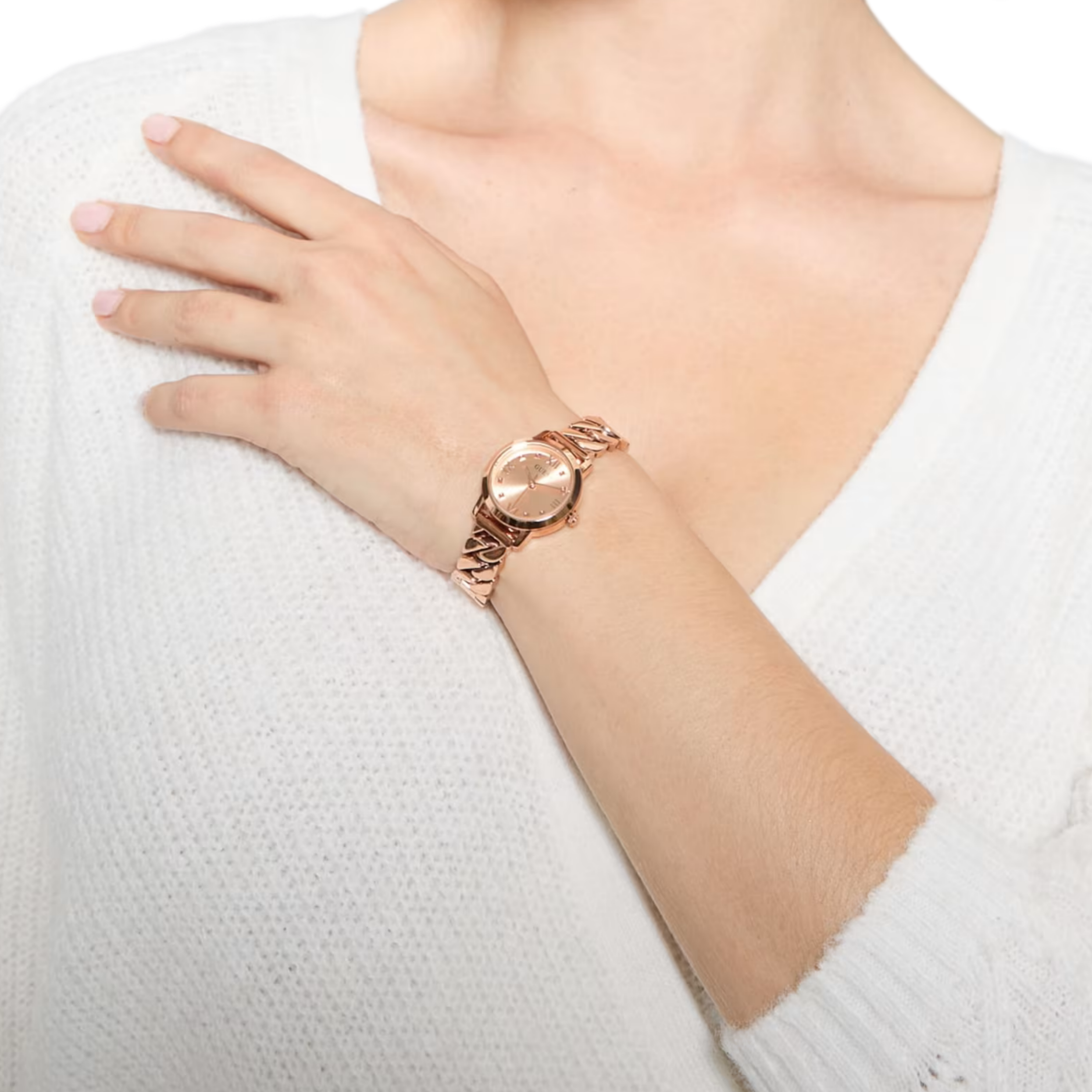 Guess Women Rose Gold Tone Mixed Chain Analog Watch GW0867L3 - Rose Gold