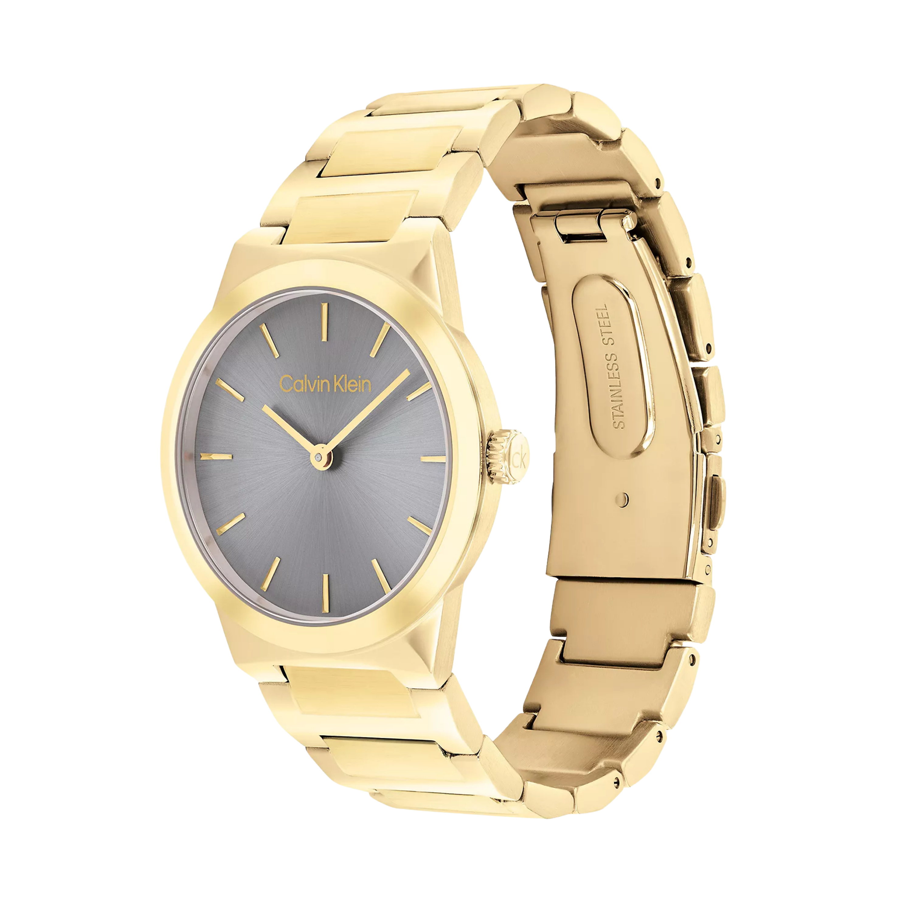 Calvin Klein Women Minimalist Integrated Link Bracelet 32mm Watch - Silver White Gold