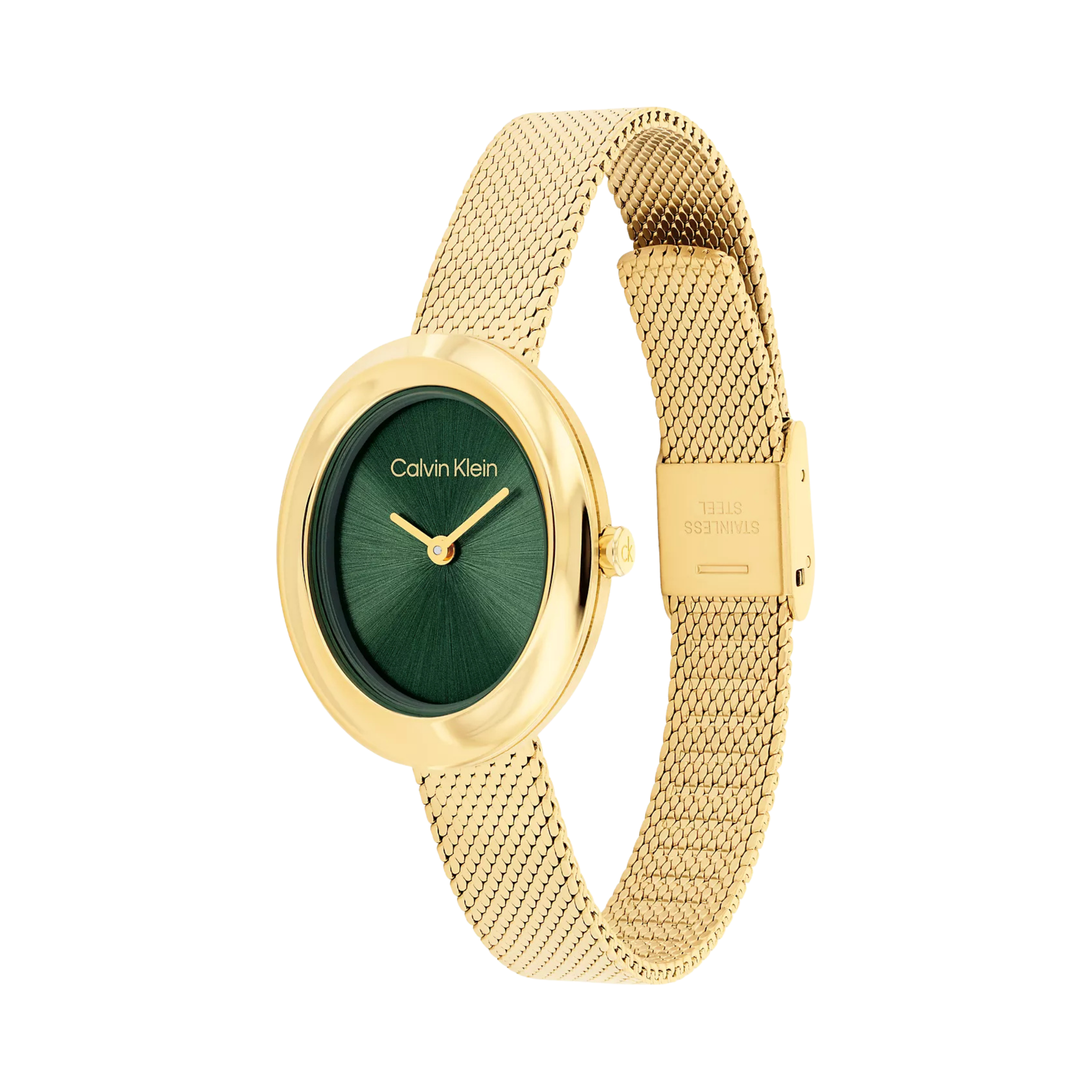 Calvin Klein Women Contoured Bezel Oval Dial Watch - Green
