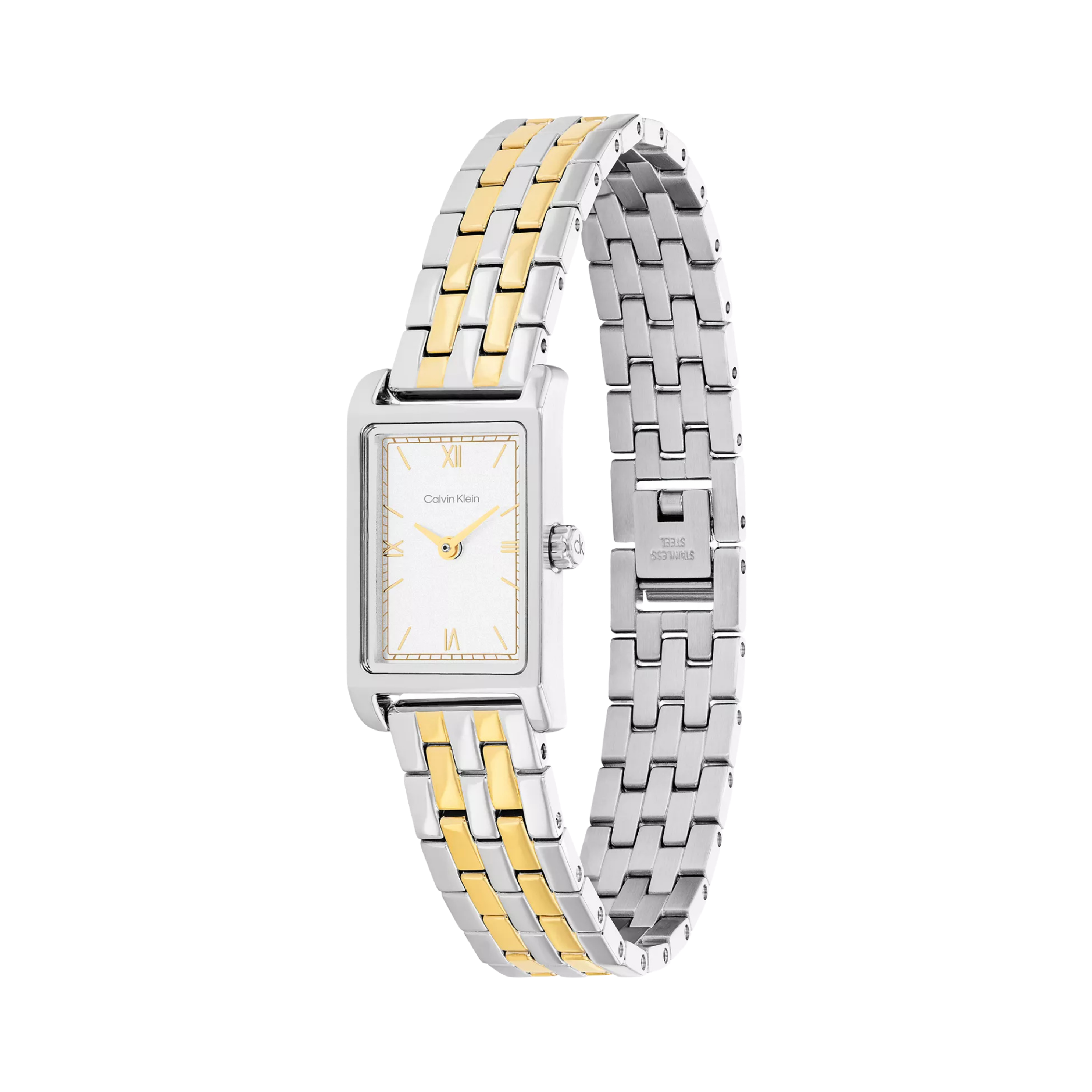 Calvin Klein Women Rectangle Dial Link Bracelet Watch - White