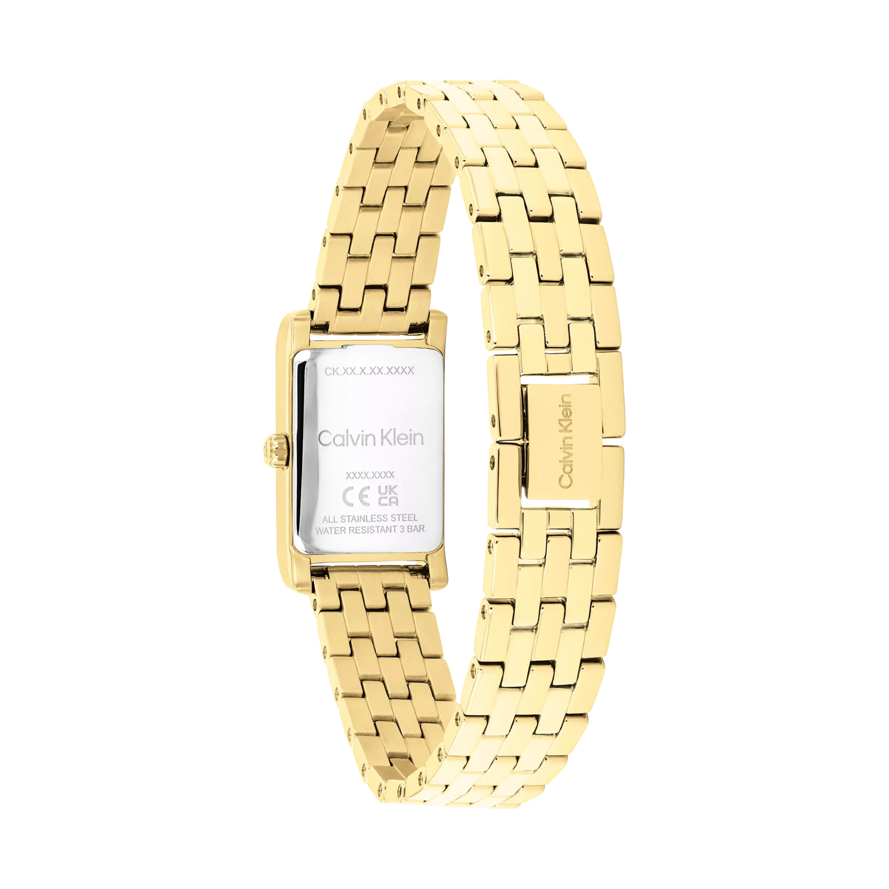 Calvin Klein Women Rectangle Dial Link Bracelet Watch - Amber Gold
