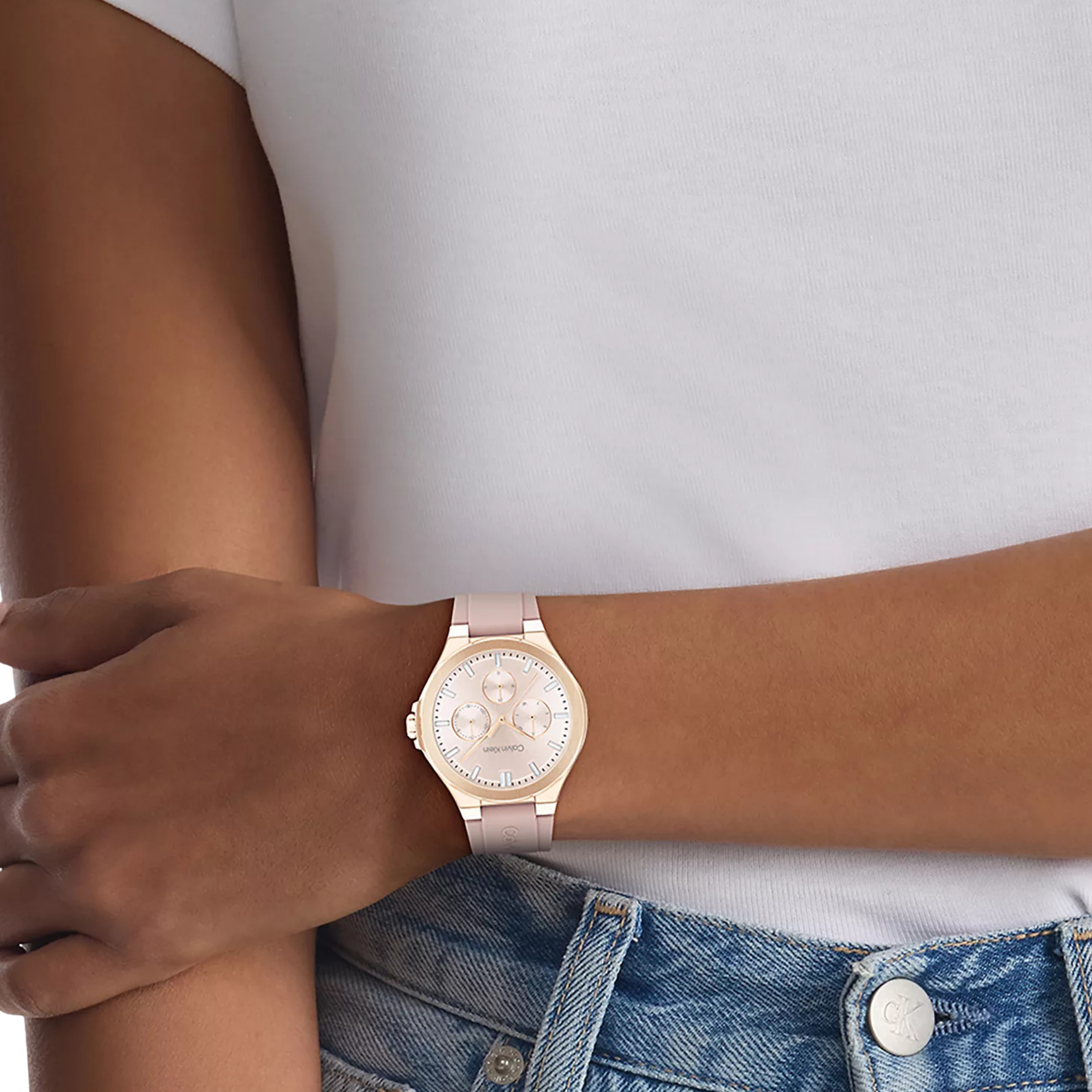 Calvin Klein Women Multifunction Silicone Bracelet Watch - Deco Rose