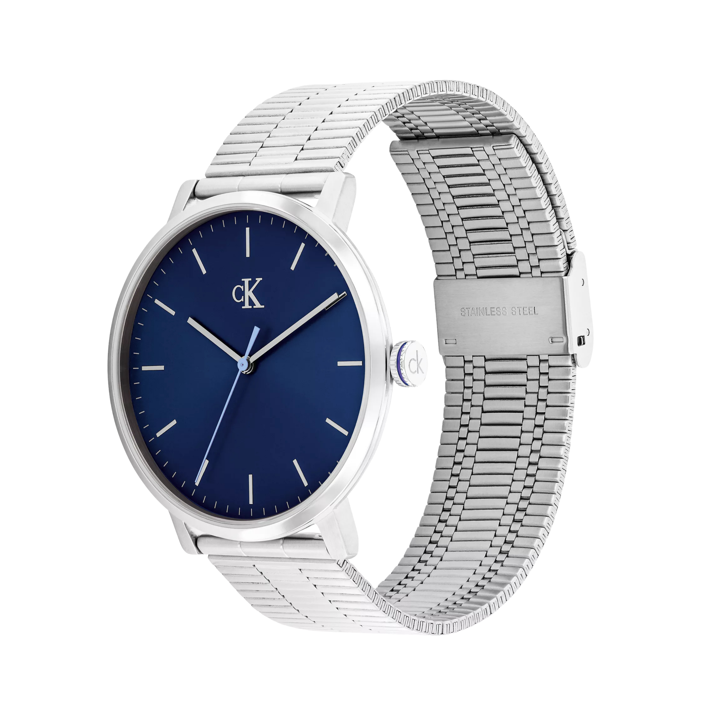 Calvin Klein Men Slim Case Link Bracelet Watch 25200547 - Silver Blue