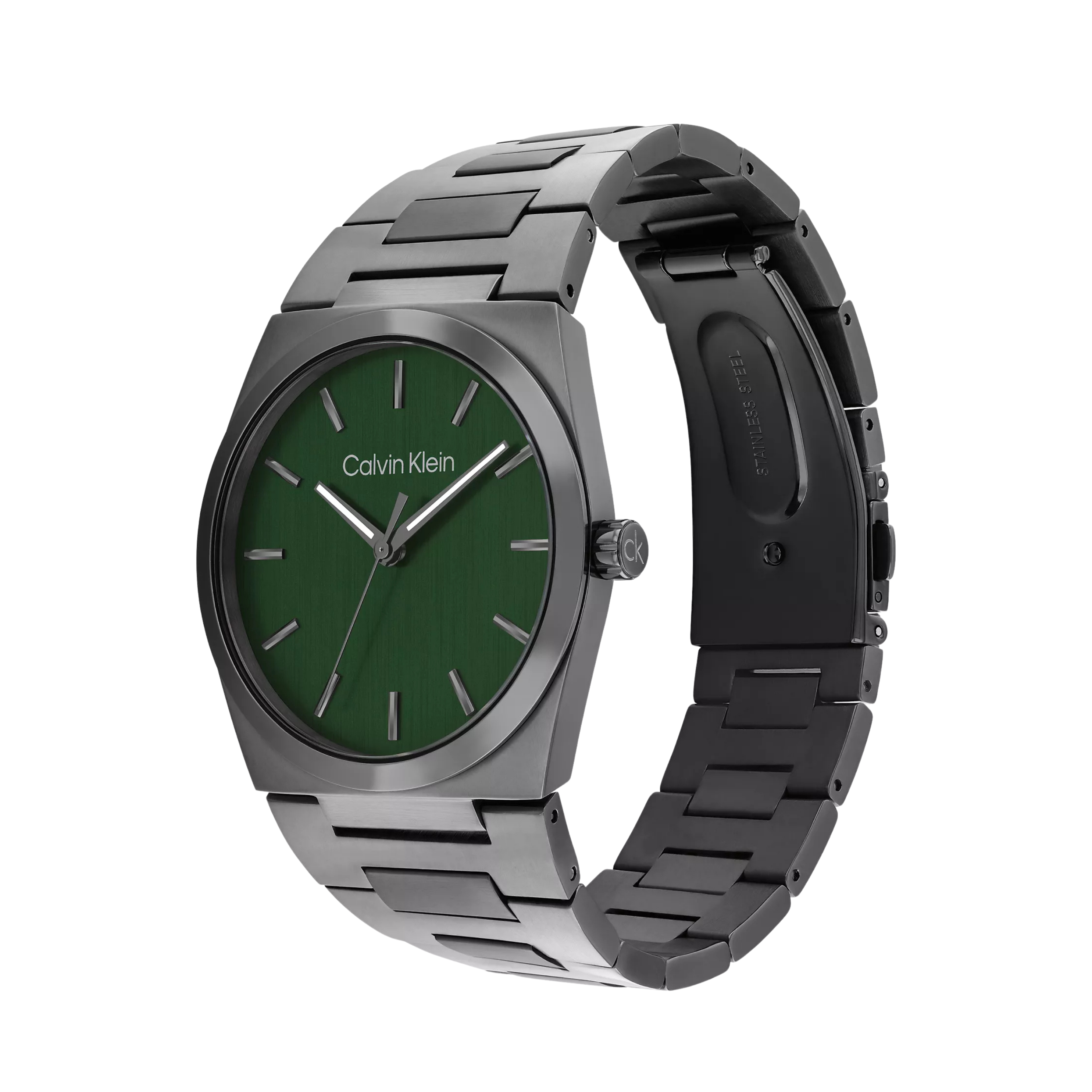 Calvin Klein Men Textured Dial Integrated Bracelet Watch 25200543 - Green