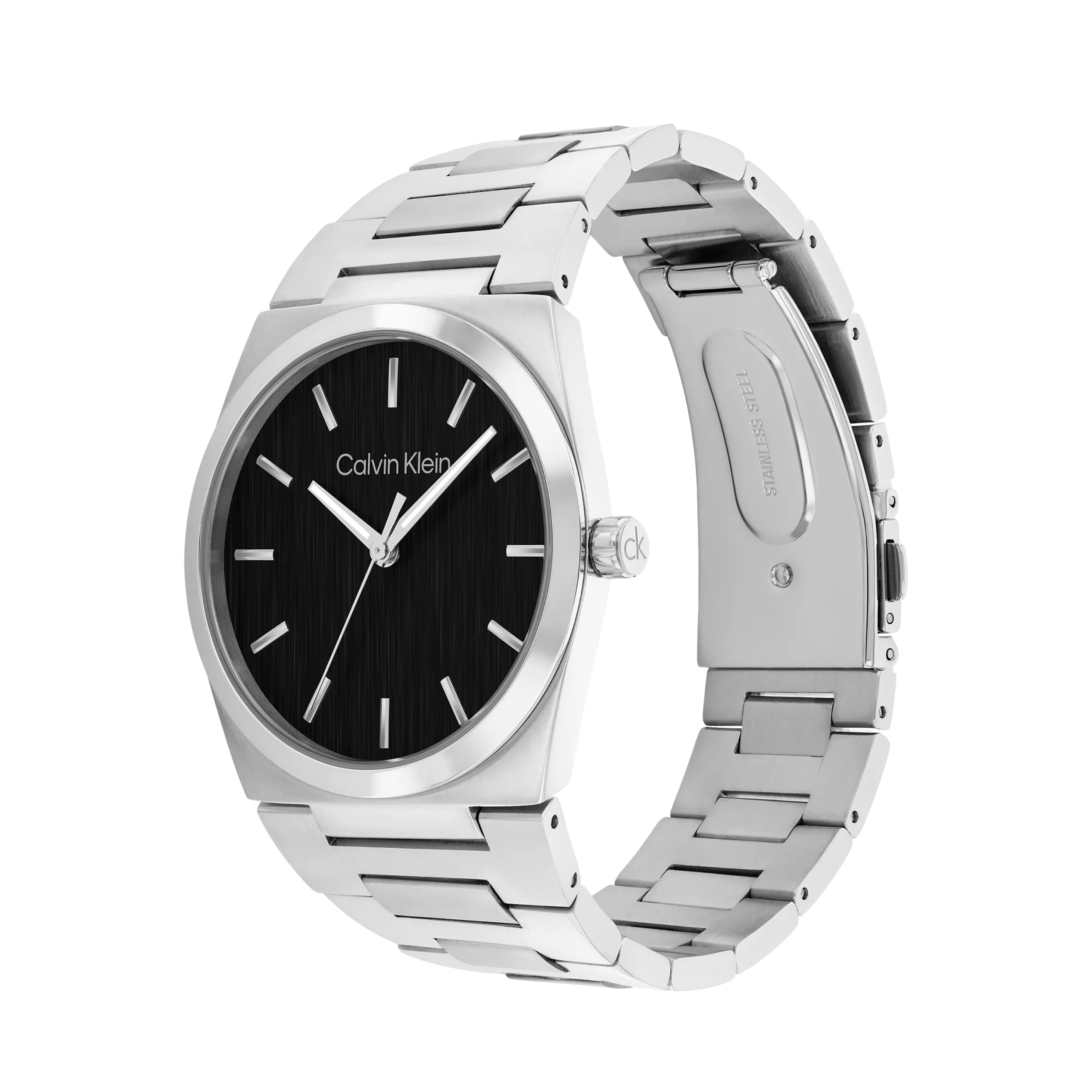 Calvin Klein Men Textured Dial Integrated Bracelet Watch 25200543 - Black