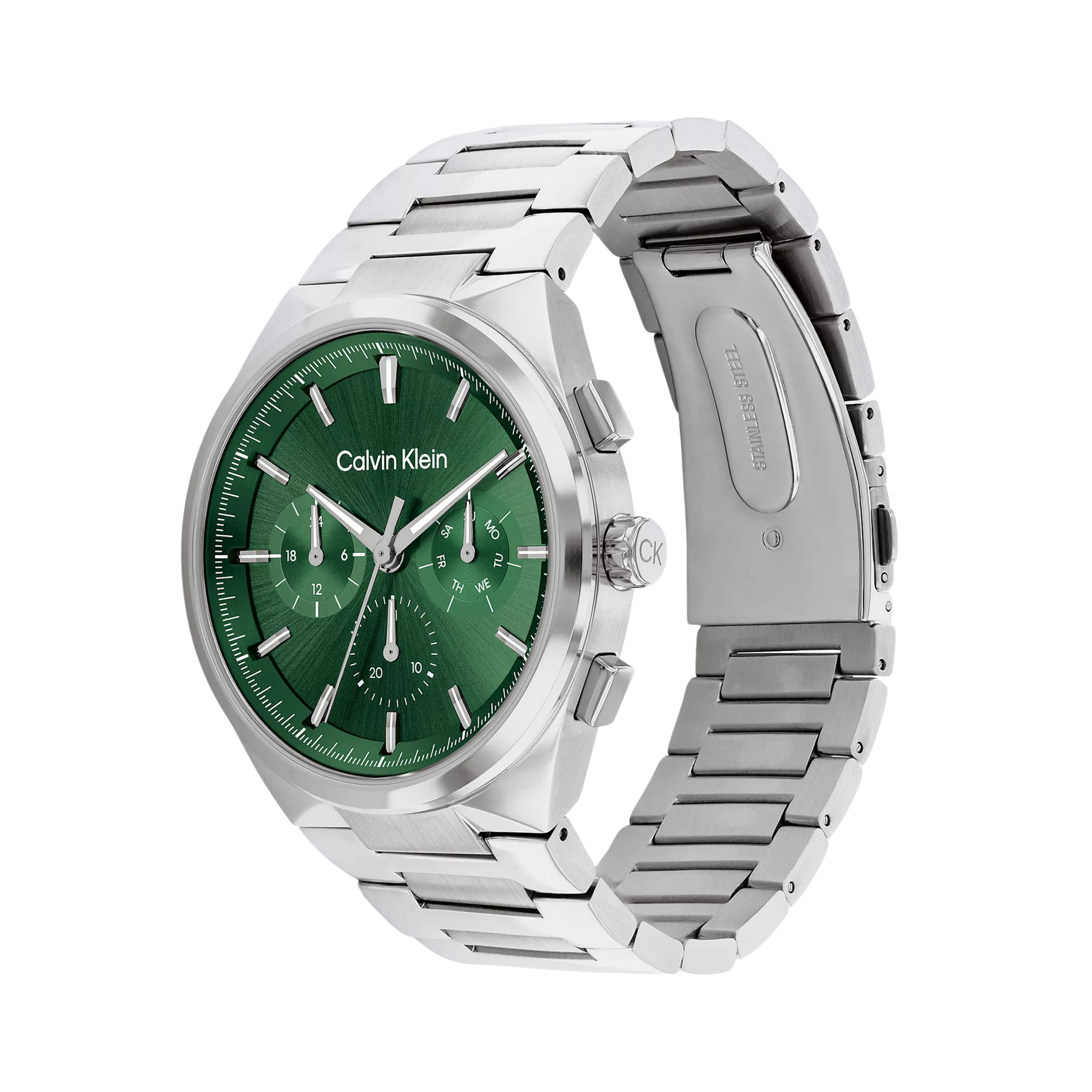Calvin Klein Men Multifunction H Link Bracelet Watch 25200441 - Green Silver
