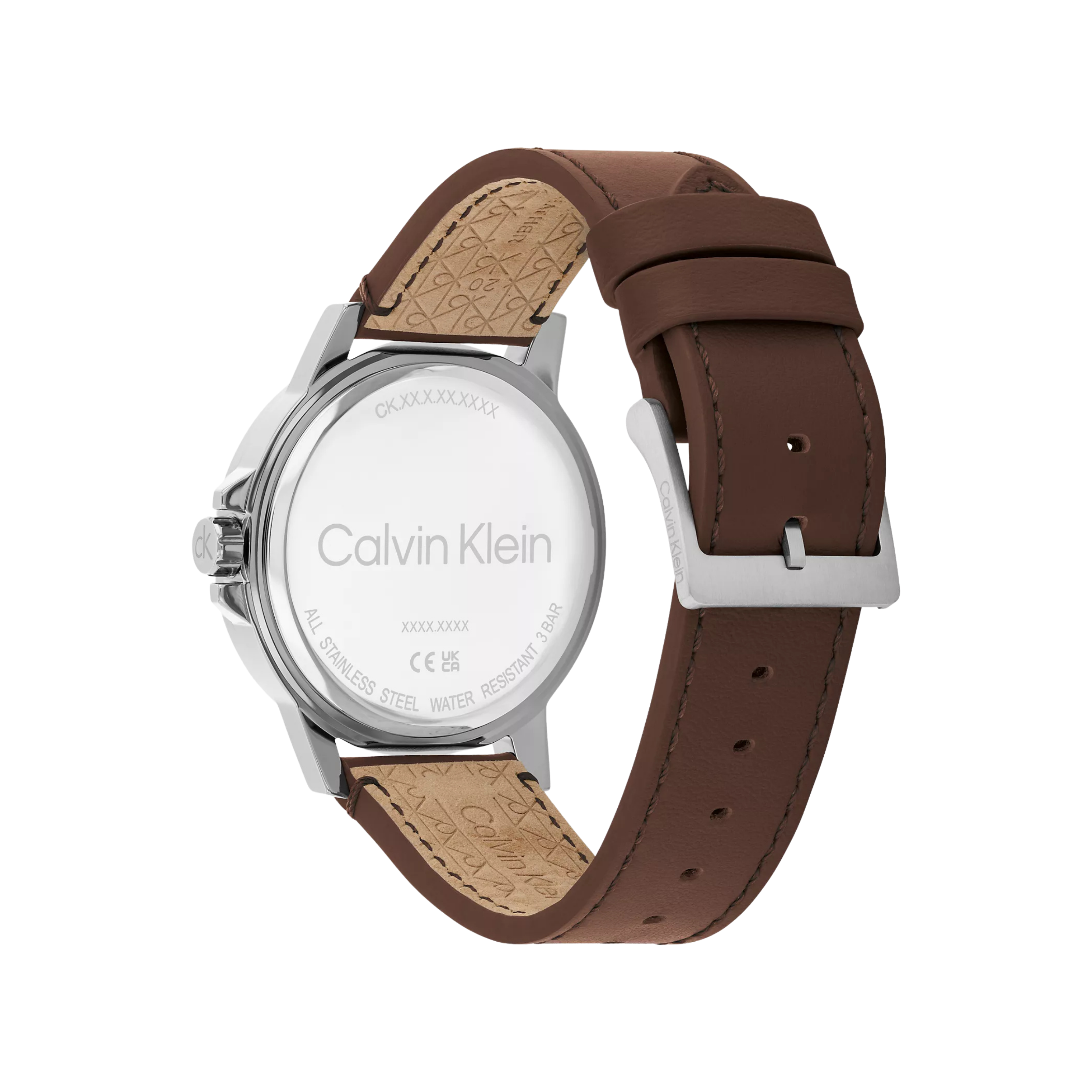 Calvin Klein Men Emblem Dial Leather Strap Watch 25200527 - Green