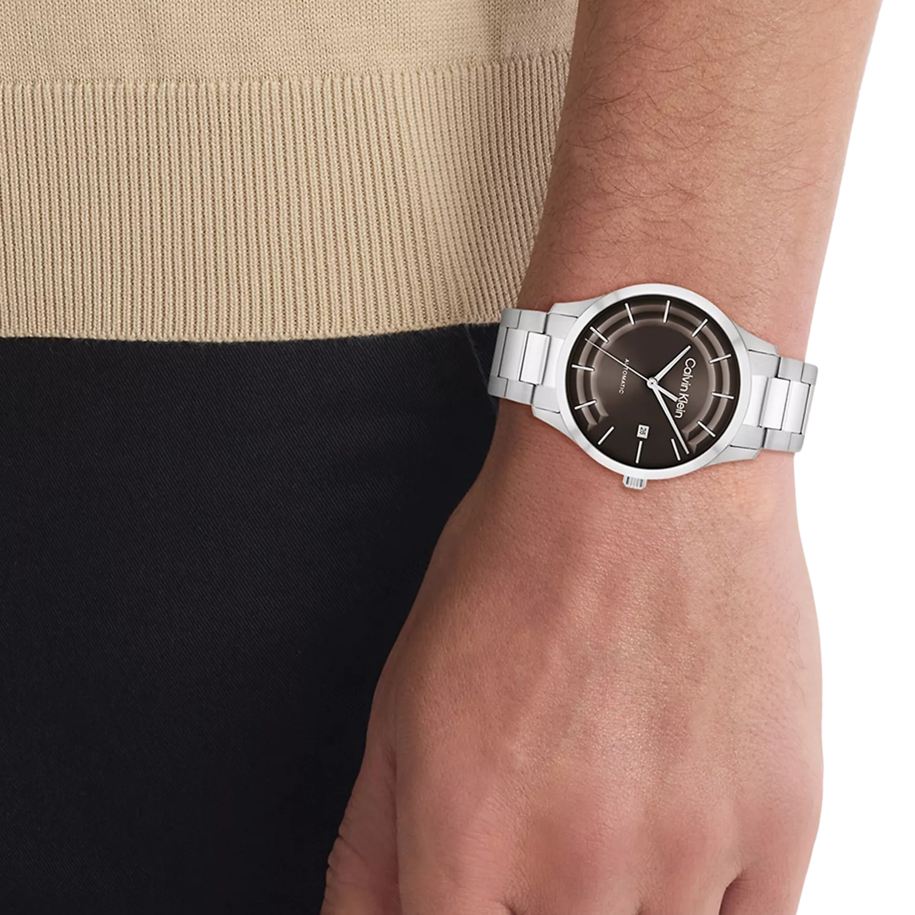 Calvin Klein Men Automatic H Link Bracelet Watch 25300021 - Brown