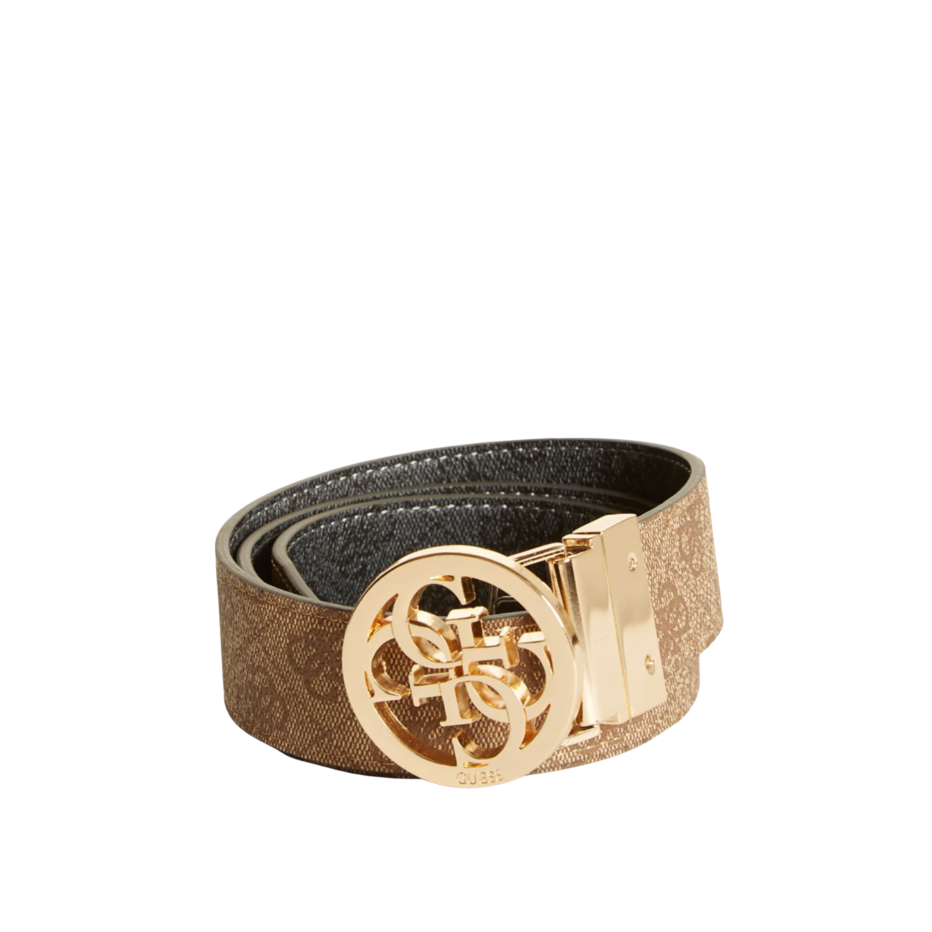Guess Women Lana Faux Leather Signature Belt - Brown Black