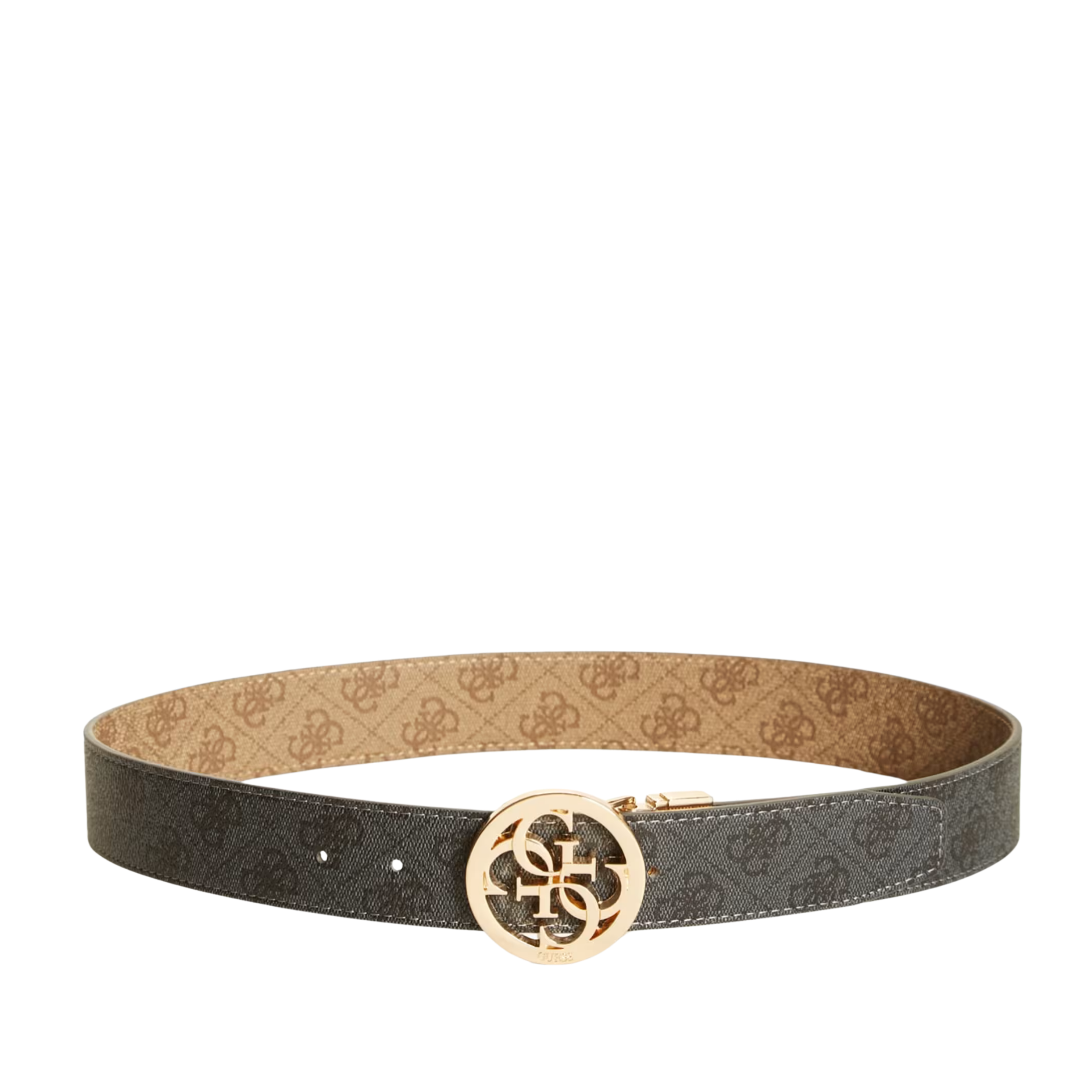 Guess Women Lana Faux Leather Signature Belt - Brown Black