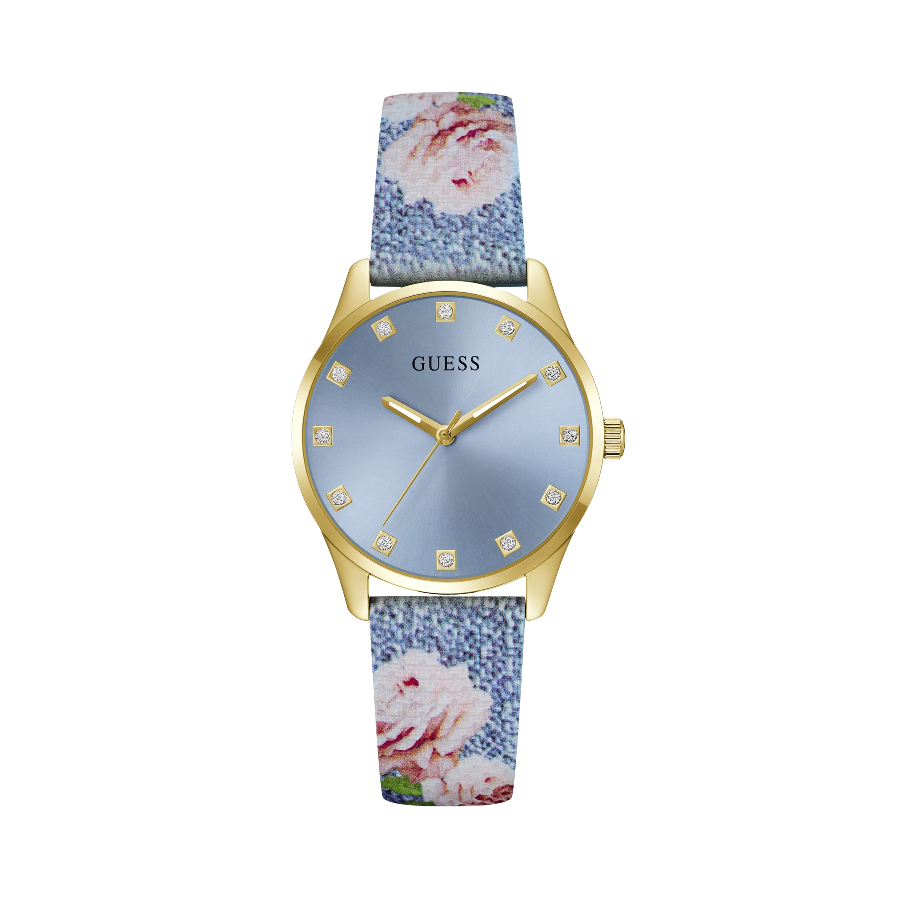 Guess Women Floral Stainless Steel Analogue Watch 36 mm - Blue Gold