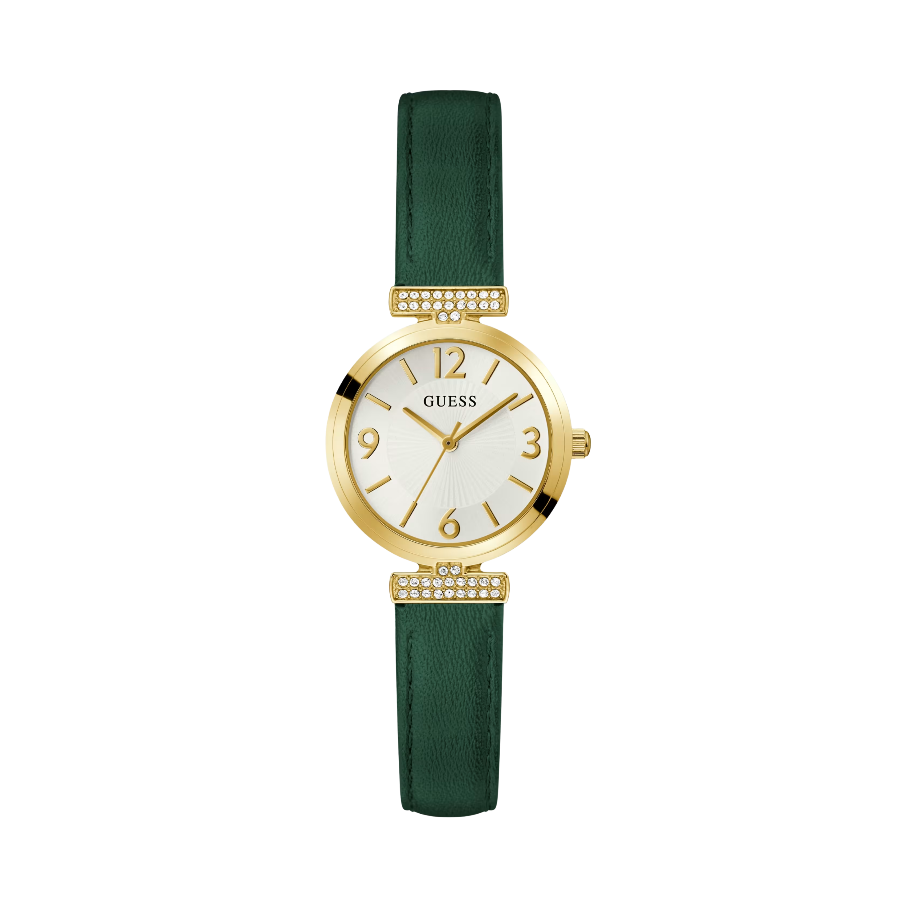 Guess Women Gold Tone and Leather Analog Watch - White Multi