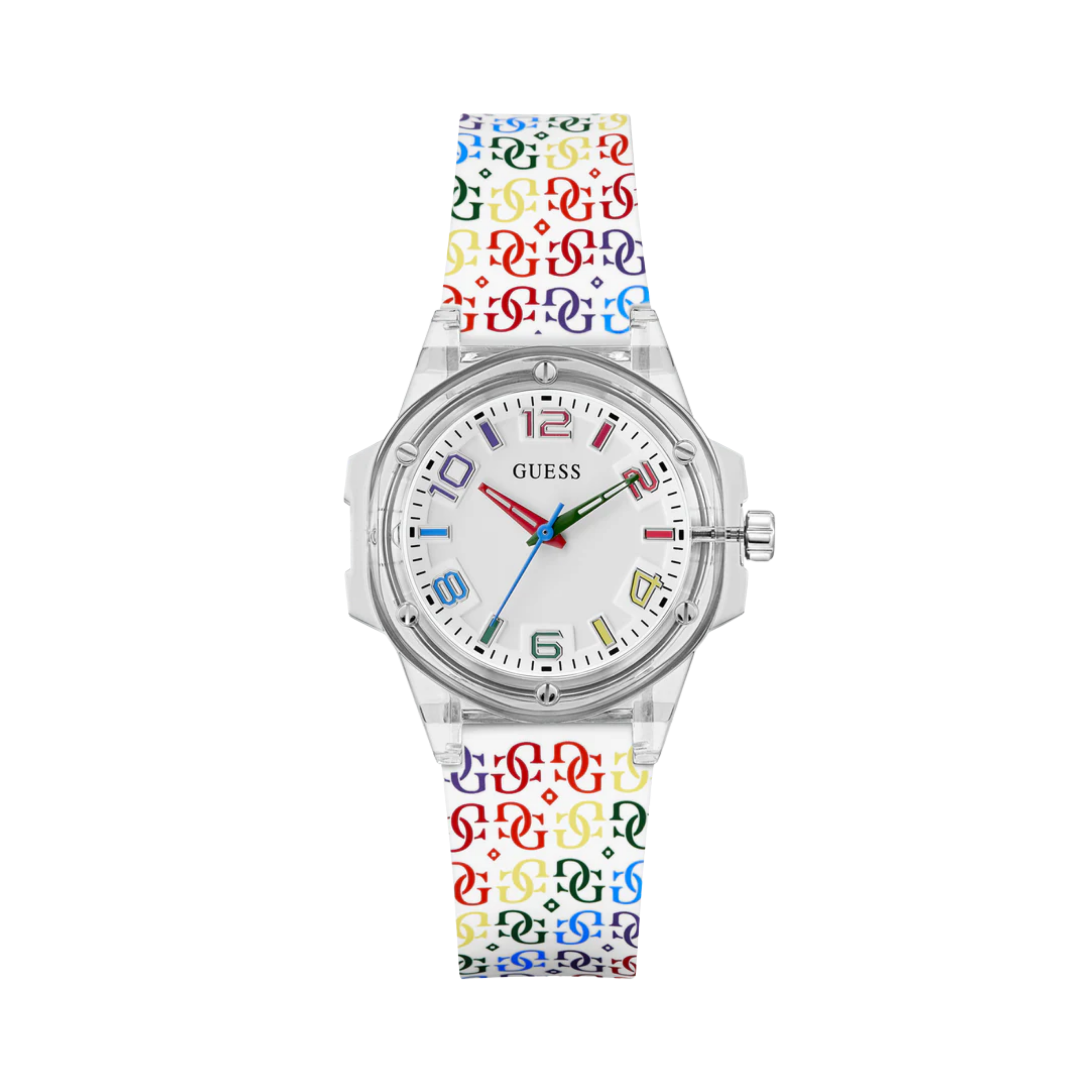Guess Women Pride Limited Edition Rainbow Clear Analog Watch - White
