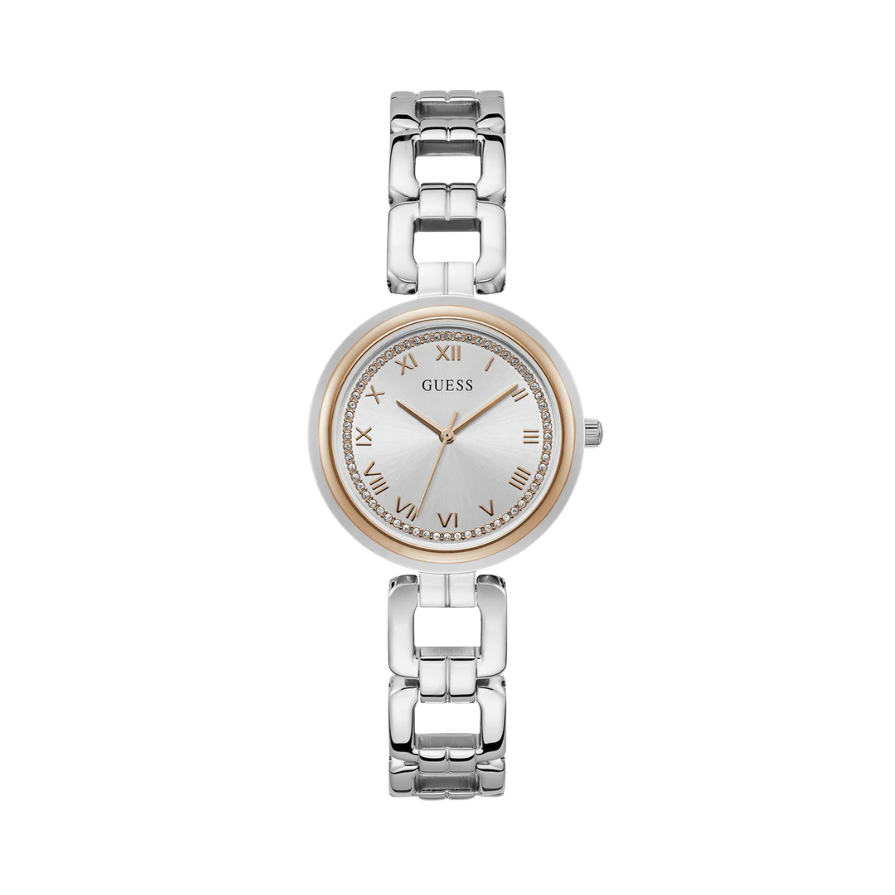 Guess Women Silver Two Tone Analog Watch U1387L4M - Silver Rose Gold