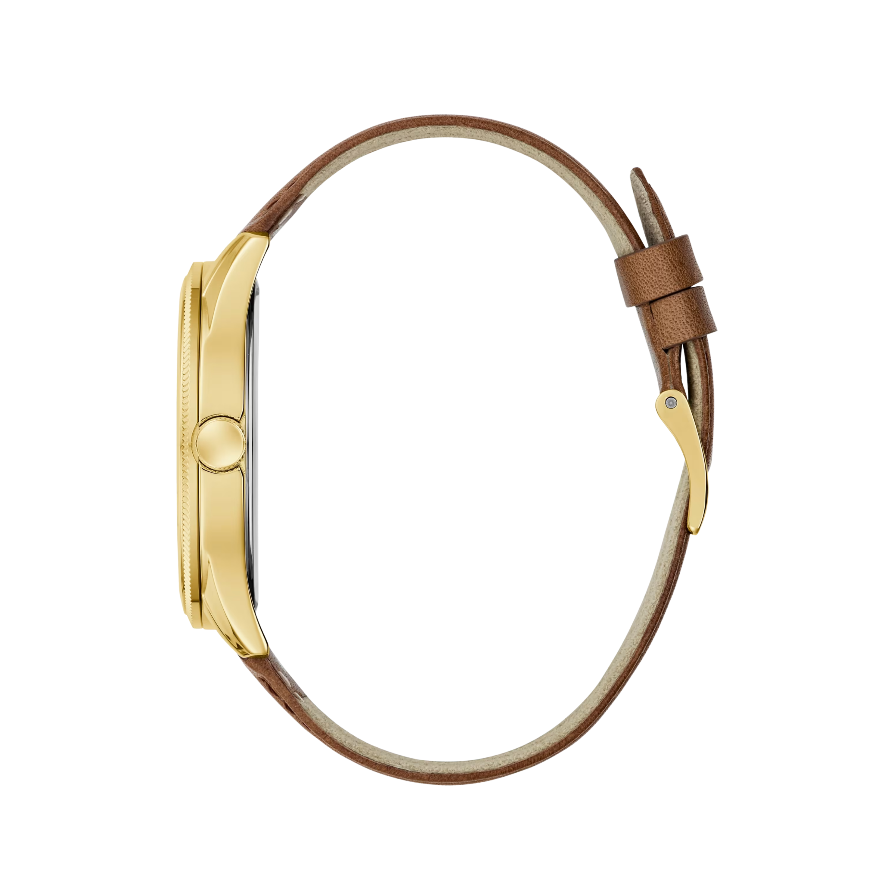Guess Women Two Tone and Brown Leather Analog Watch - Brown Gold