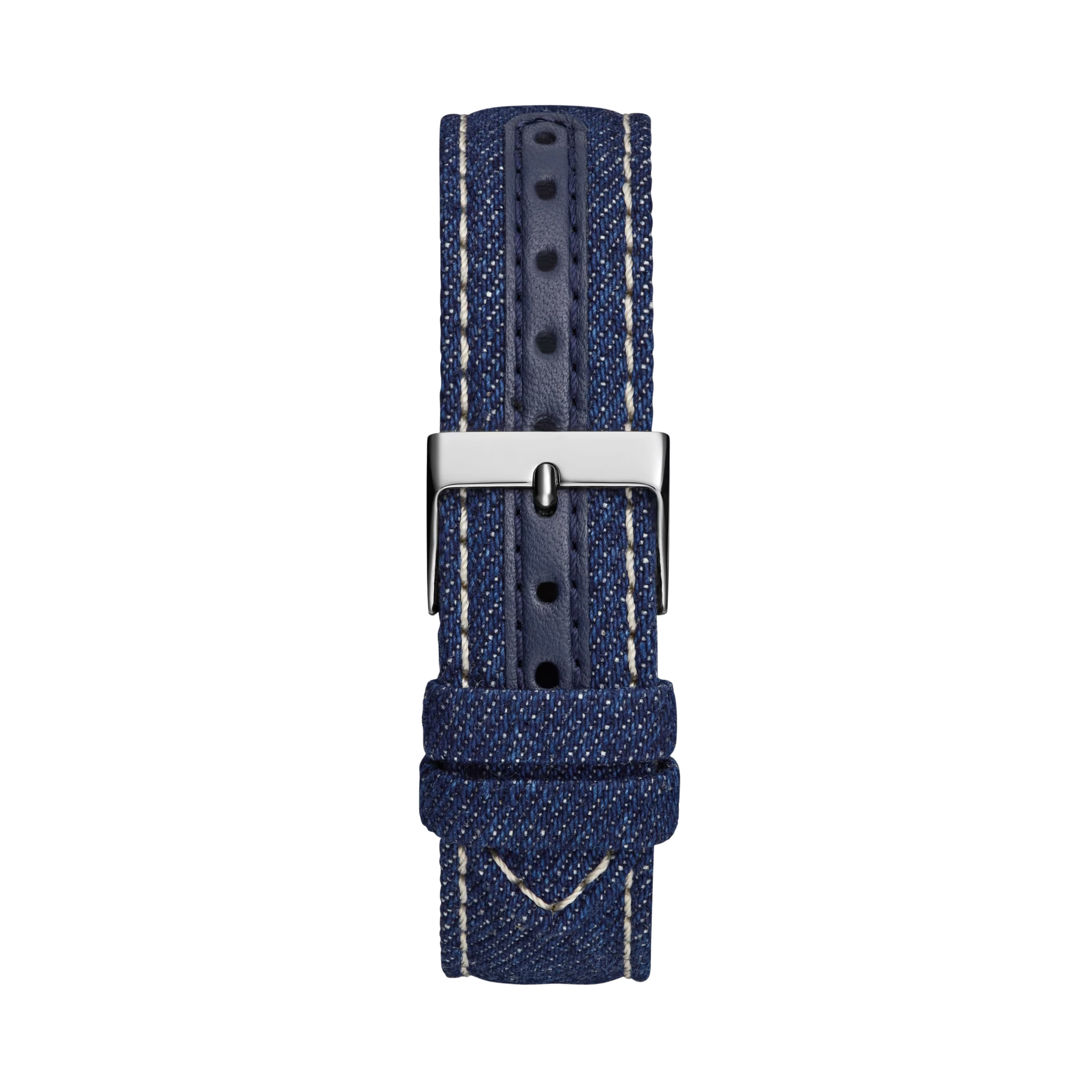 Guess Women Silver Tone and Denim Quattro G Analog Watch - Silver