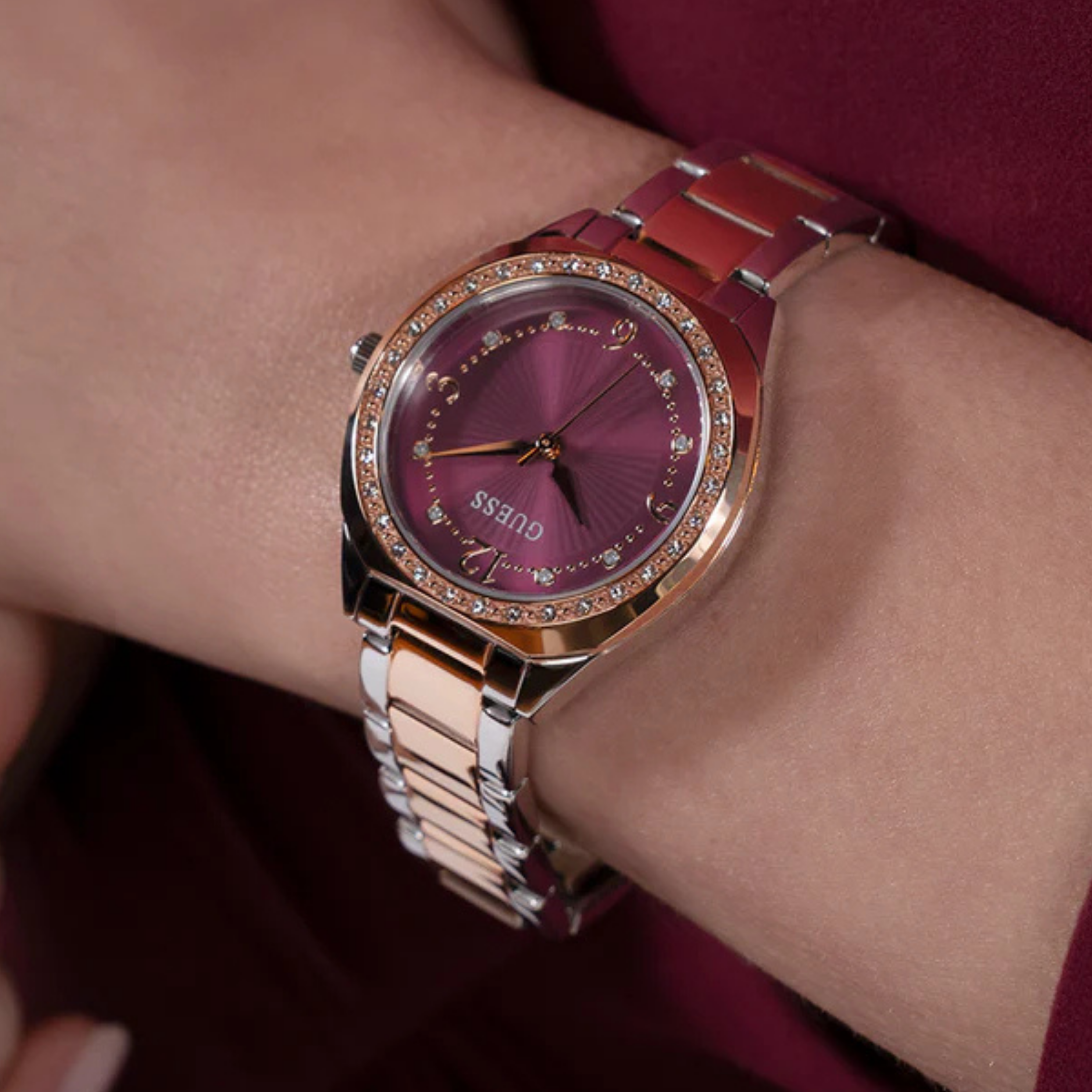 Guess Women Two Tone Analog Watch GW0767L5 - Silver Rose Gold