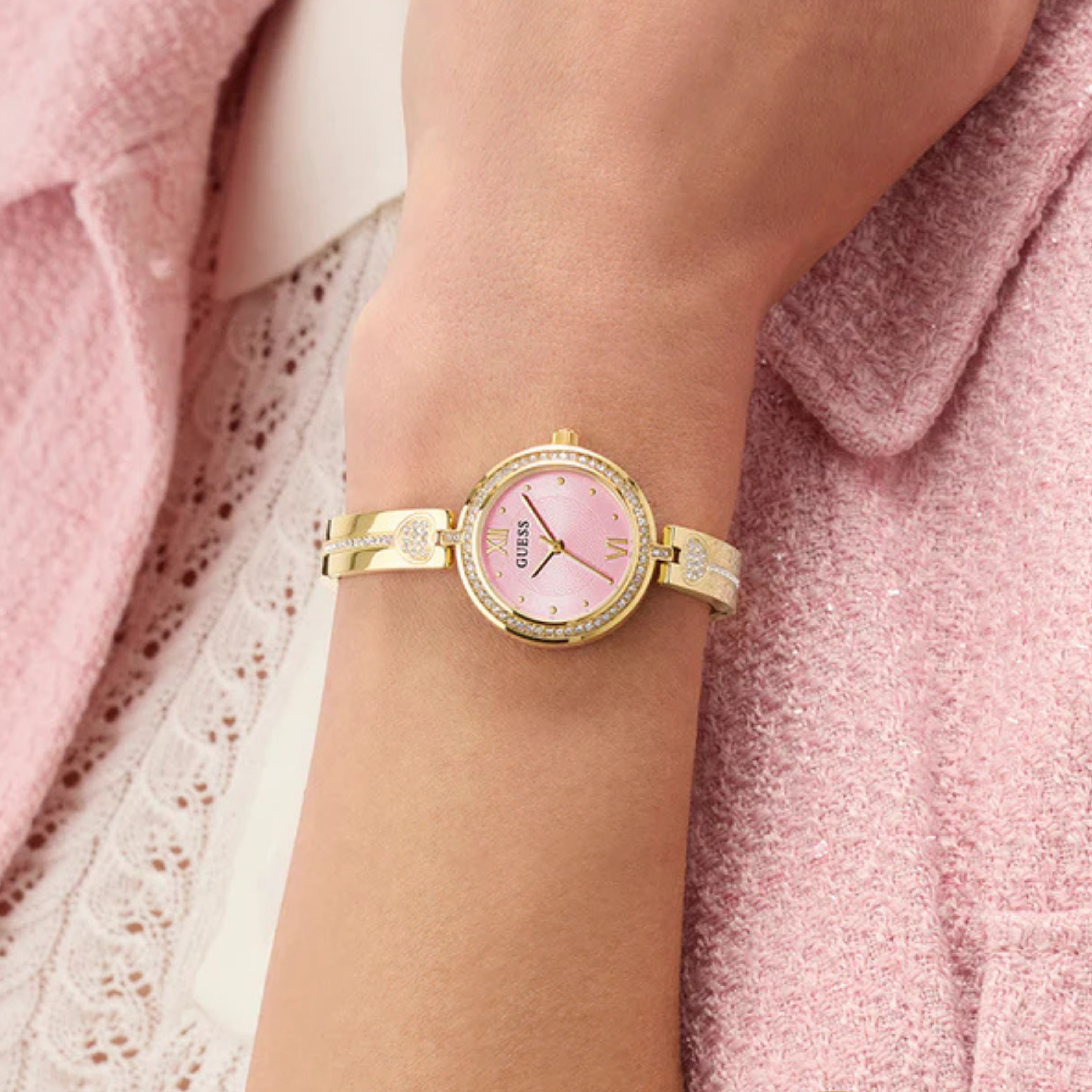 Guess Women Gold Tone Analog Watch GW0655L5 - Gold Pink