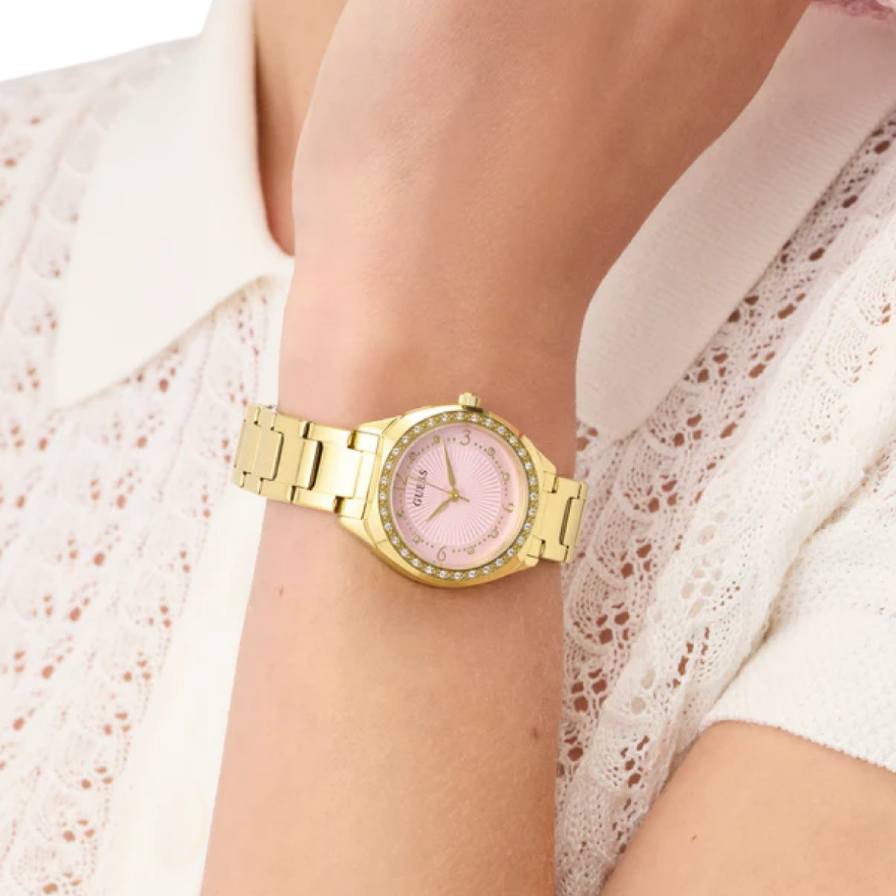 Guess Women Gold Tone Analog Watch GW0767L7 - Gold Pink