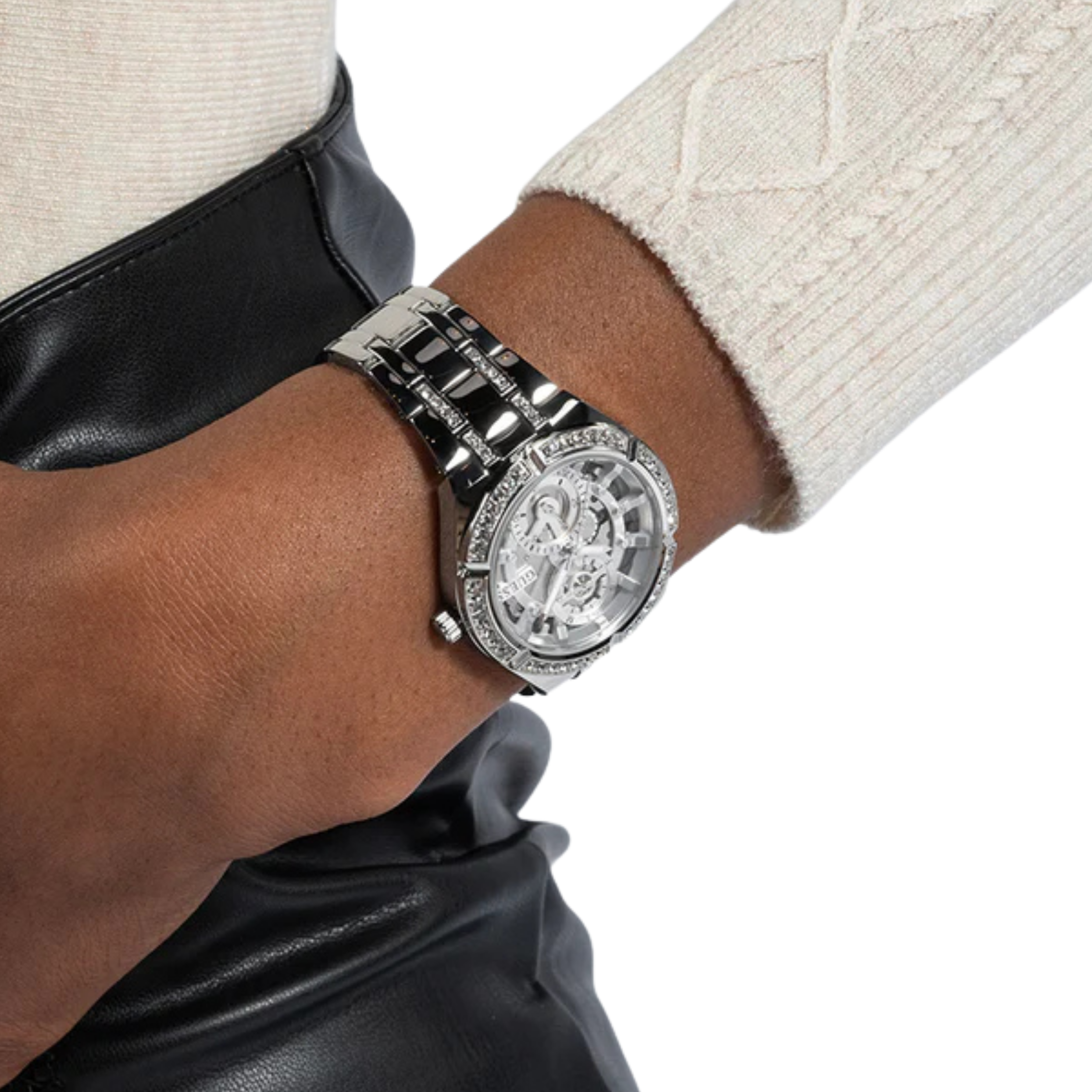 Guess Women Silver Tone Multi Function Watch - Silver