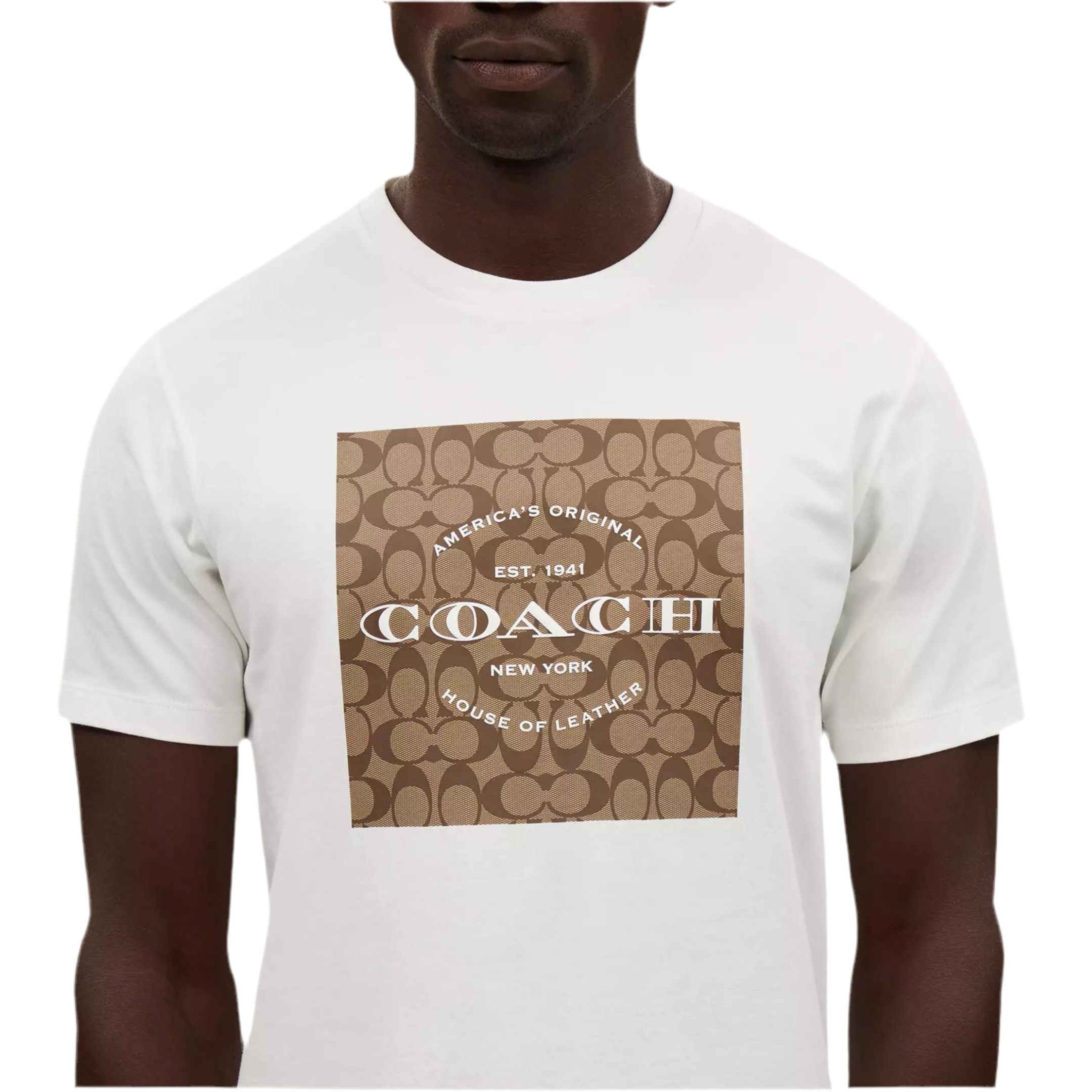 Coach Men Signature Square T Shirt In Organic Cotton - White