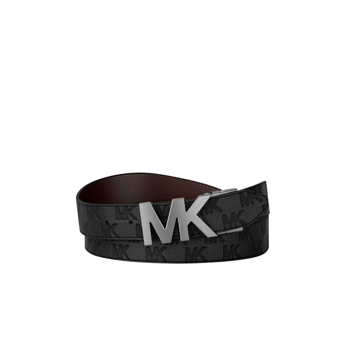Michael Kors Men Reversible Logo Embossed Leather Buckle Belt - Black Brown