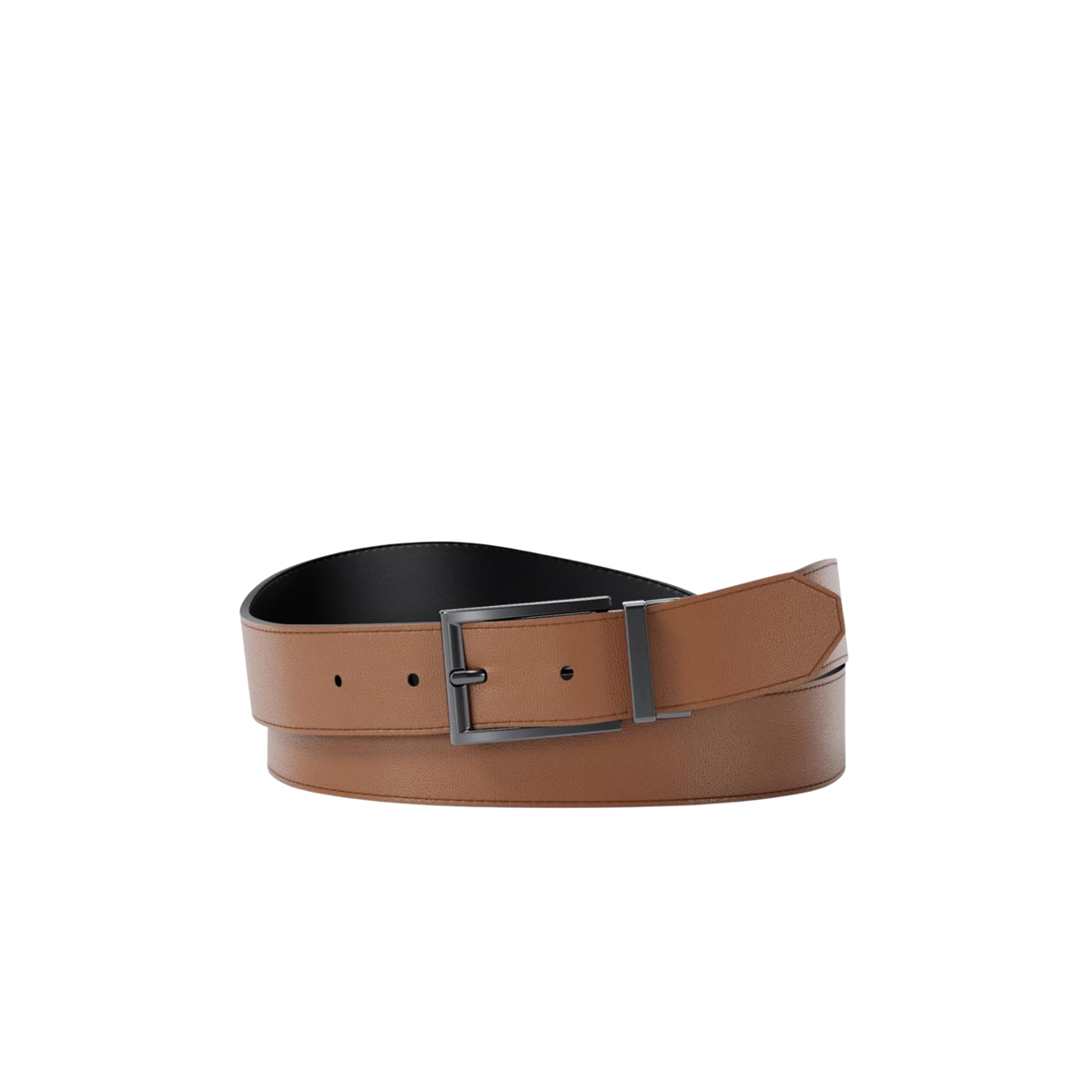Michael Kors Men Reversible Leather Dress Belt - Luggage Black