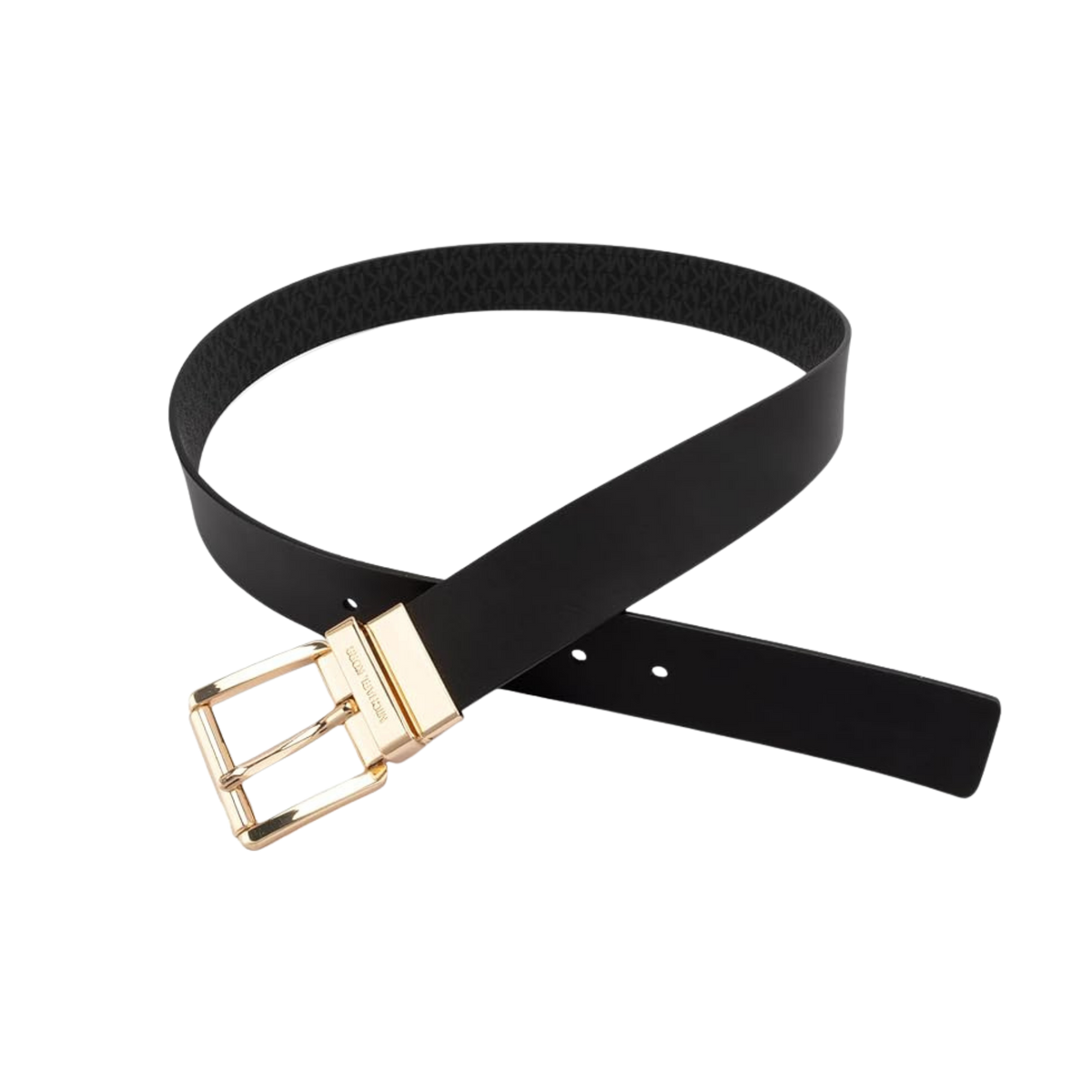 Michael Kors Women 1.5 Inch Leather Reversible Belt - Black Gold