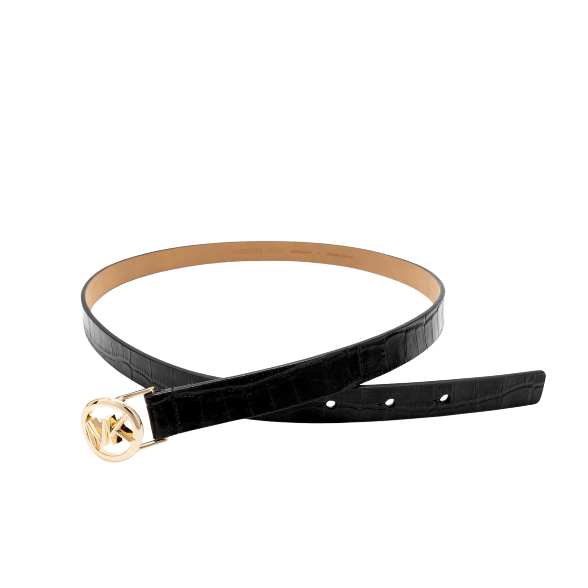 Michael Kors Women 18mm Logo Skinny Belt - Black Gold