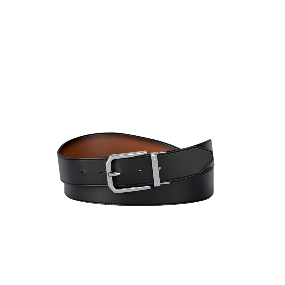 Michael Kors Men 31 MM Reversible Leather Buckle Belt - Luggage Black