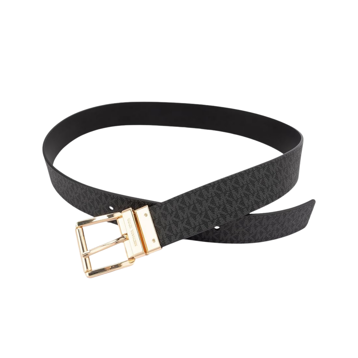 Michael Kors Women 1.5 Inch Leather Reversible Belt - Black Gold
