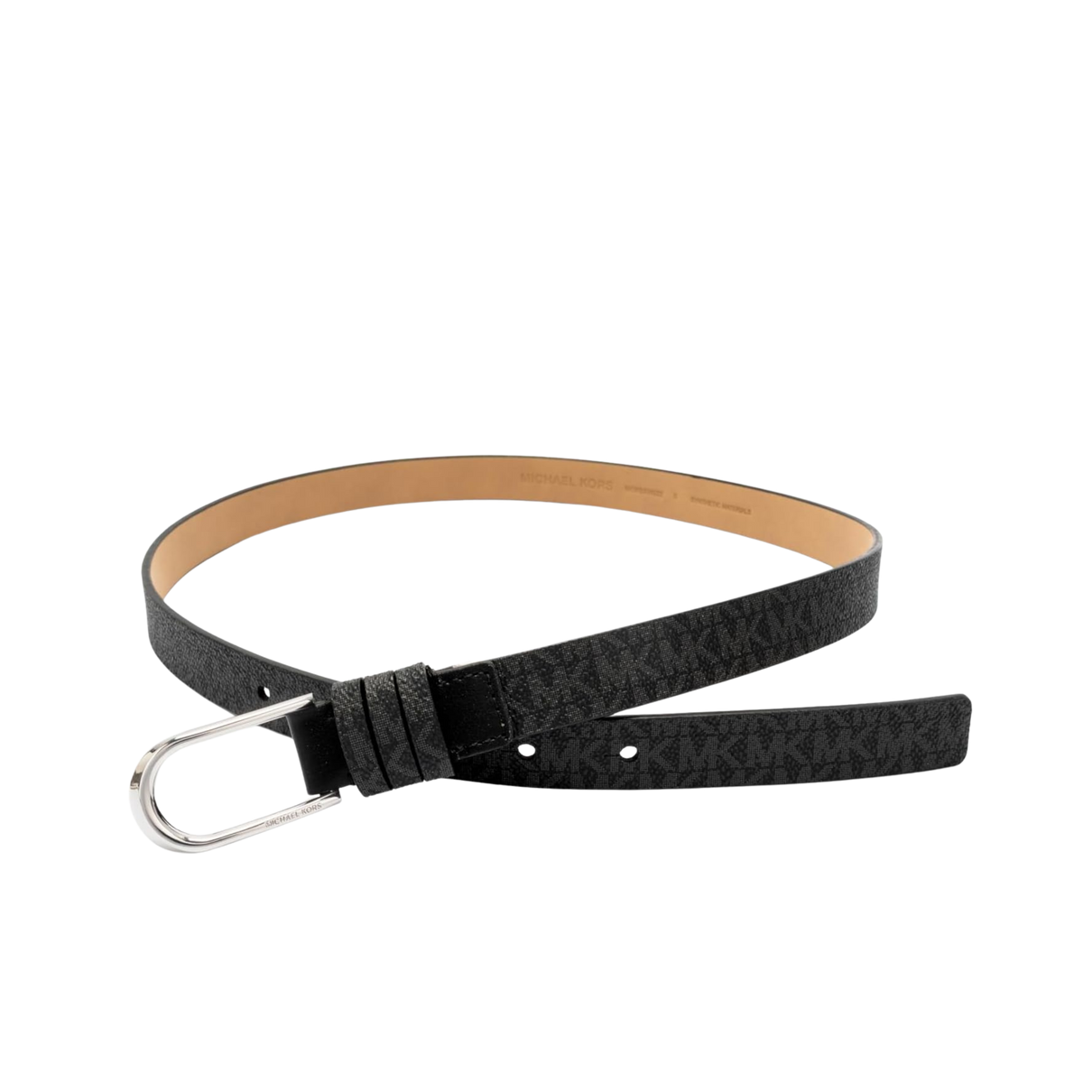 Michael Kors Women 20mm Non Reversible Leather Belt - Black Silver