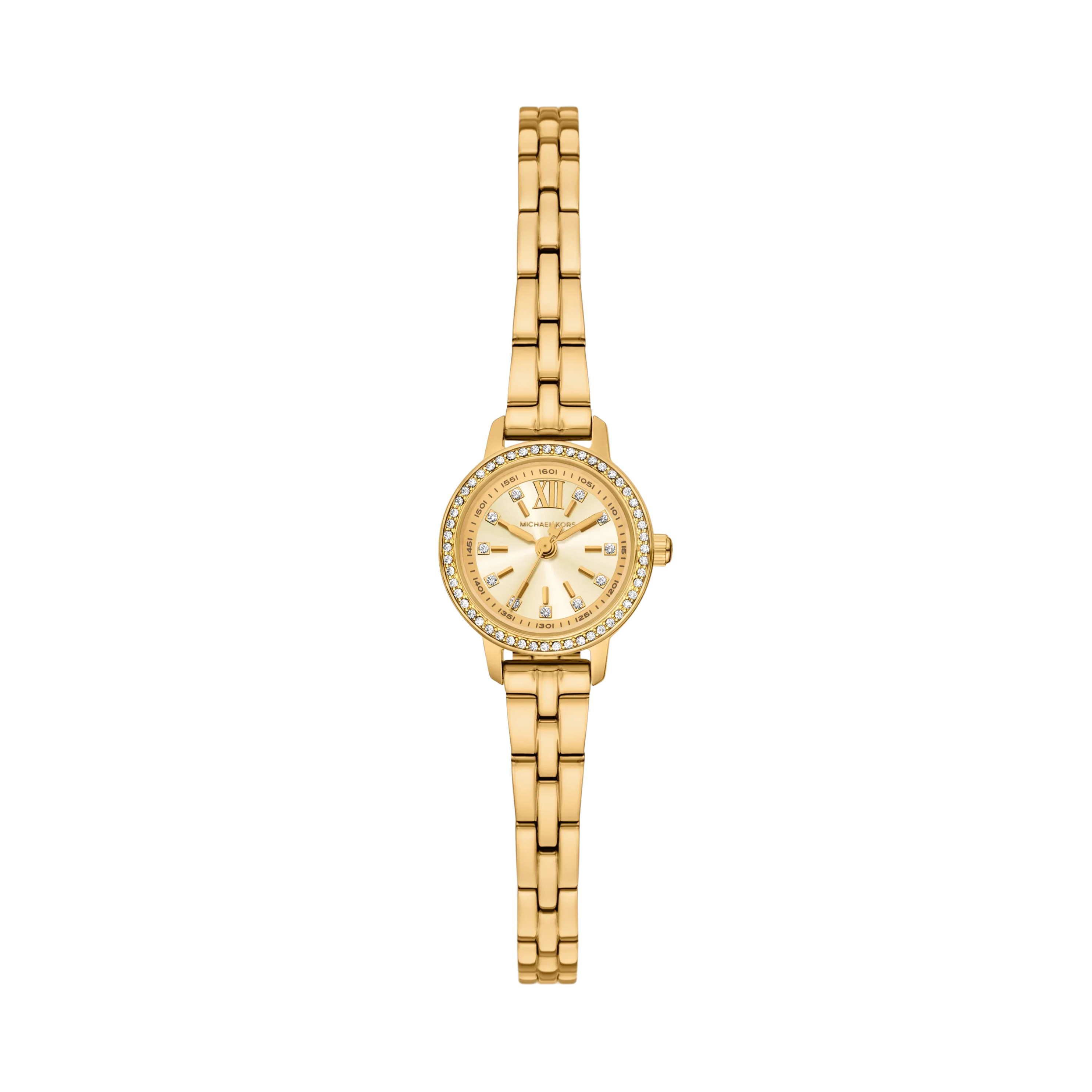 Michael Kors Women Micro Melissa Pave Gold Tone Watch - Gold