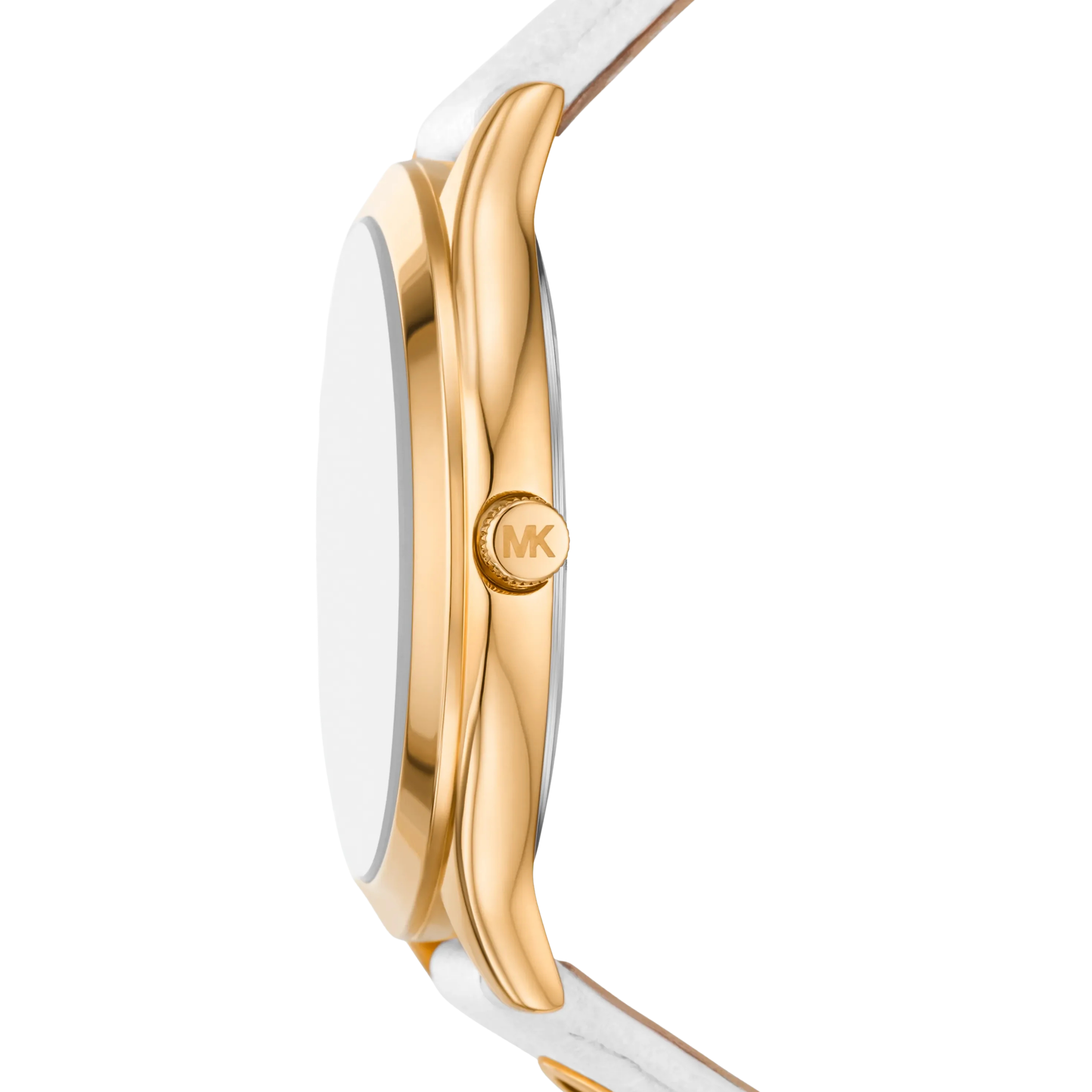 Michael Kors Women Slim Runway Gold Tone and Leather Watch - Optic White