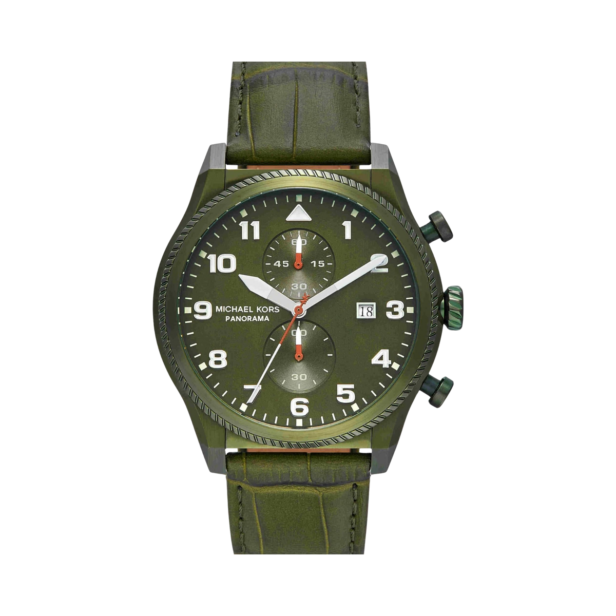 Michael Kors Men Panorama Leather Band Watch - Green Band