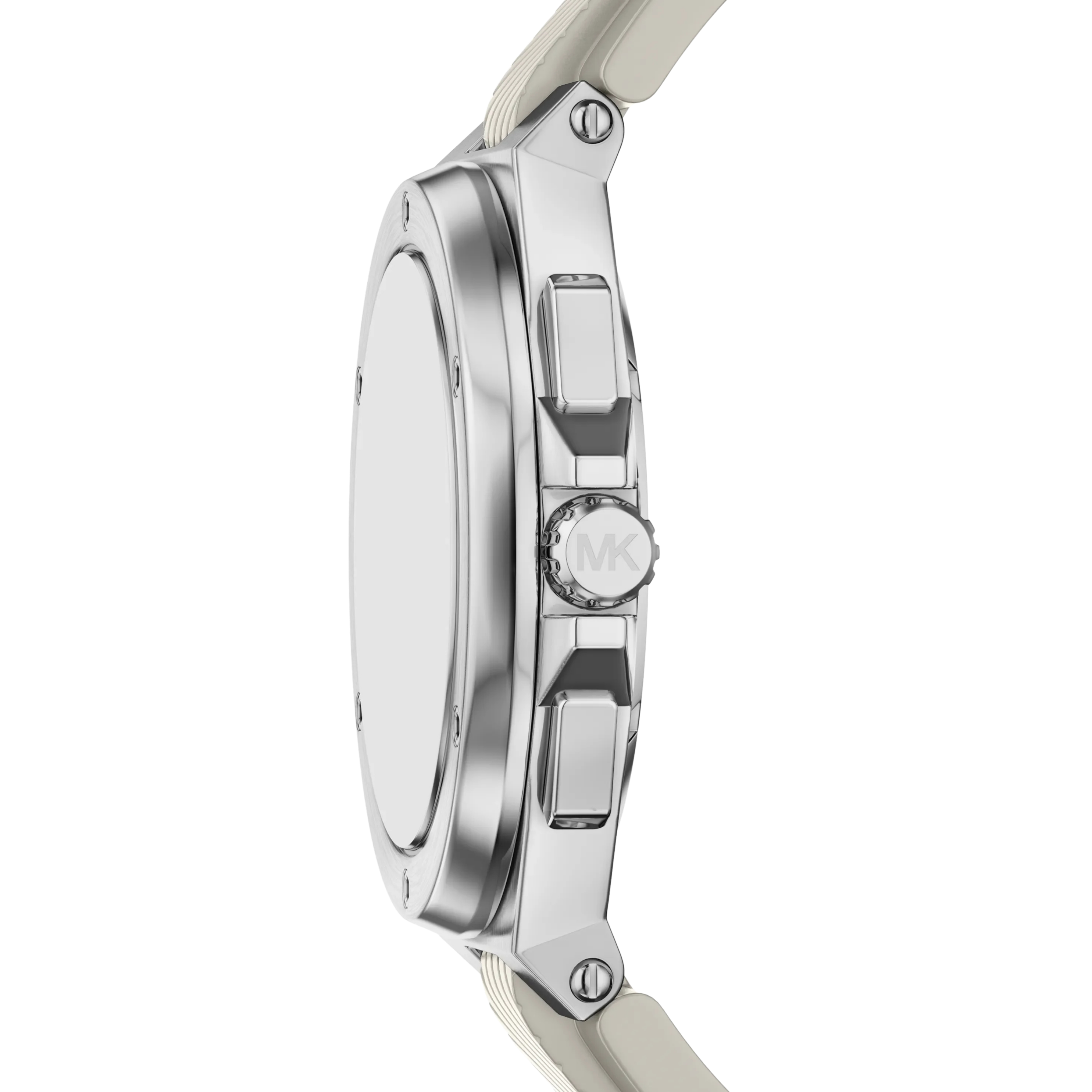 Michael Kors Women Oversized Lennox Silver Tone and Silicone Watch - Silver White