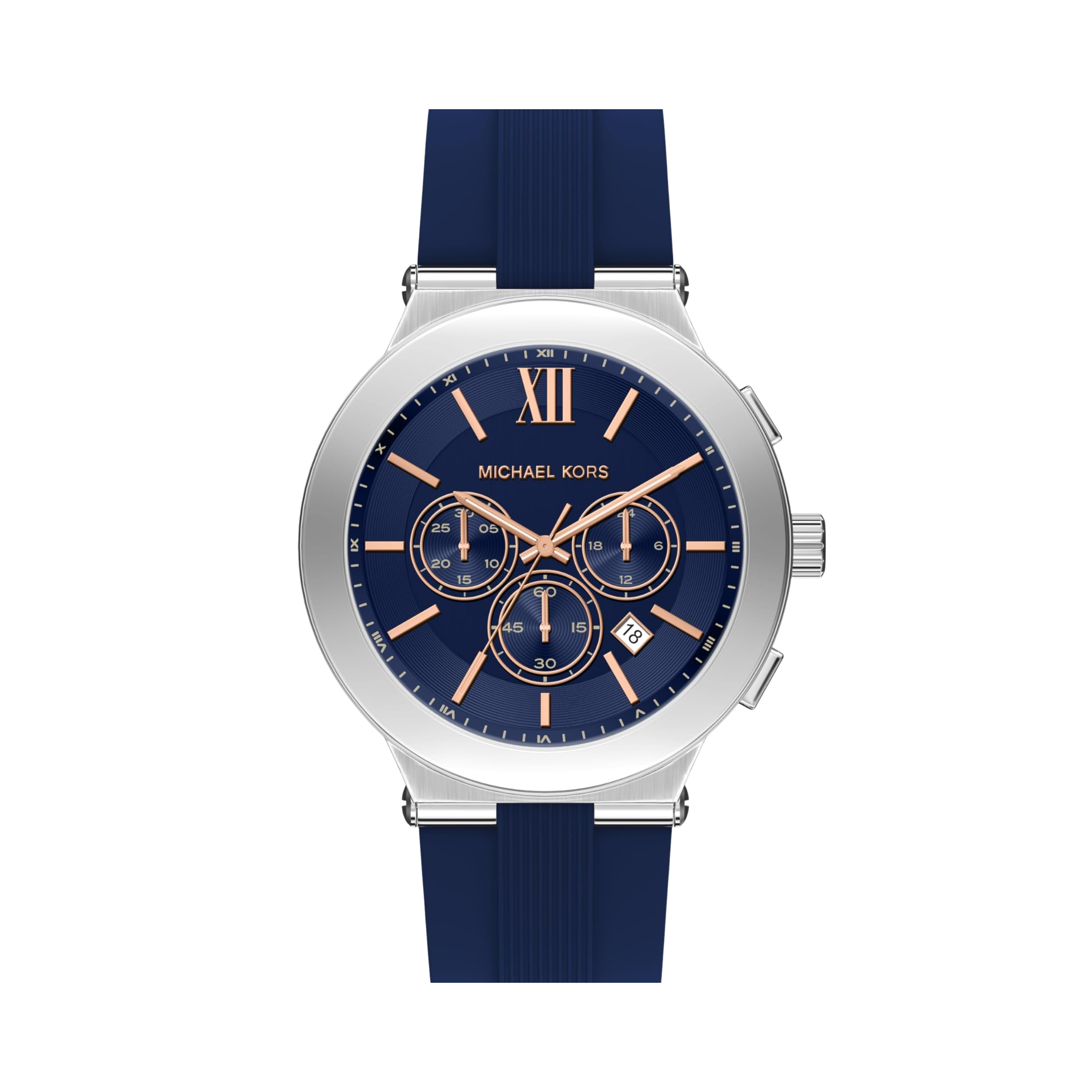 Michael Kors Men Billie Stainless Steel Or Silicone Watch - Silver Blue Chrono
