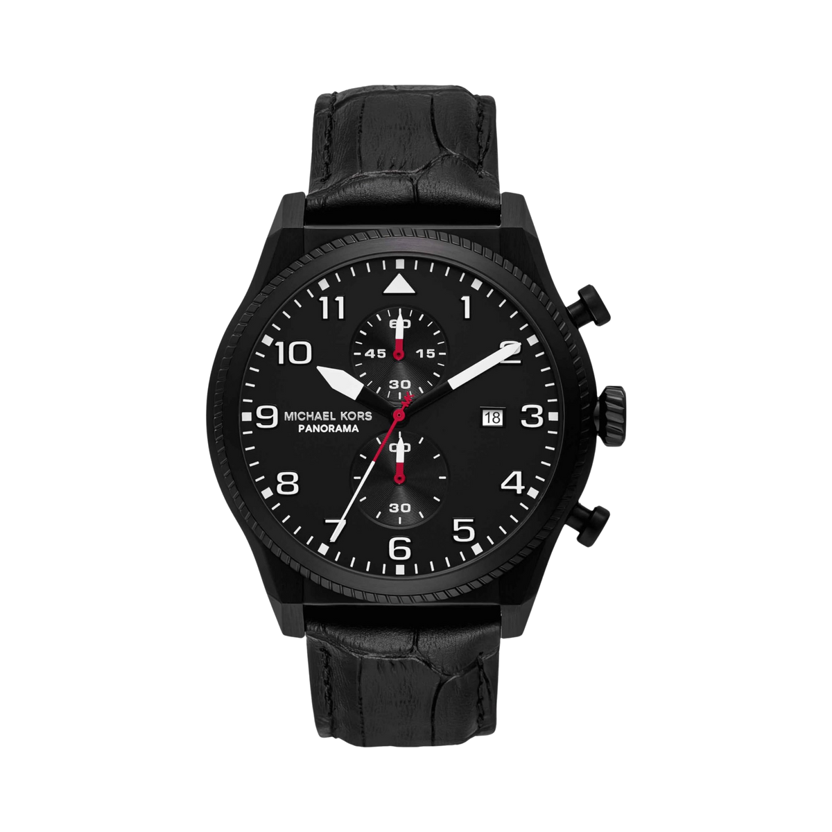 Michael Kors Men Panorama Leather Band Watch - Black Band