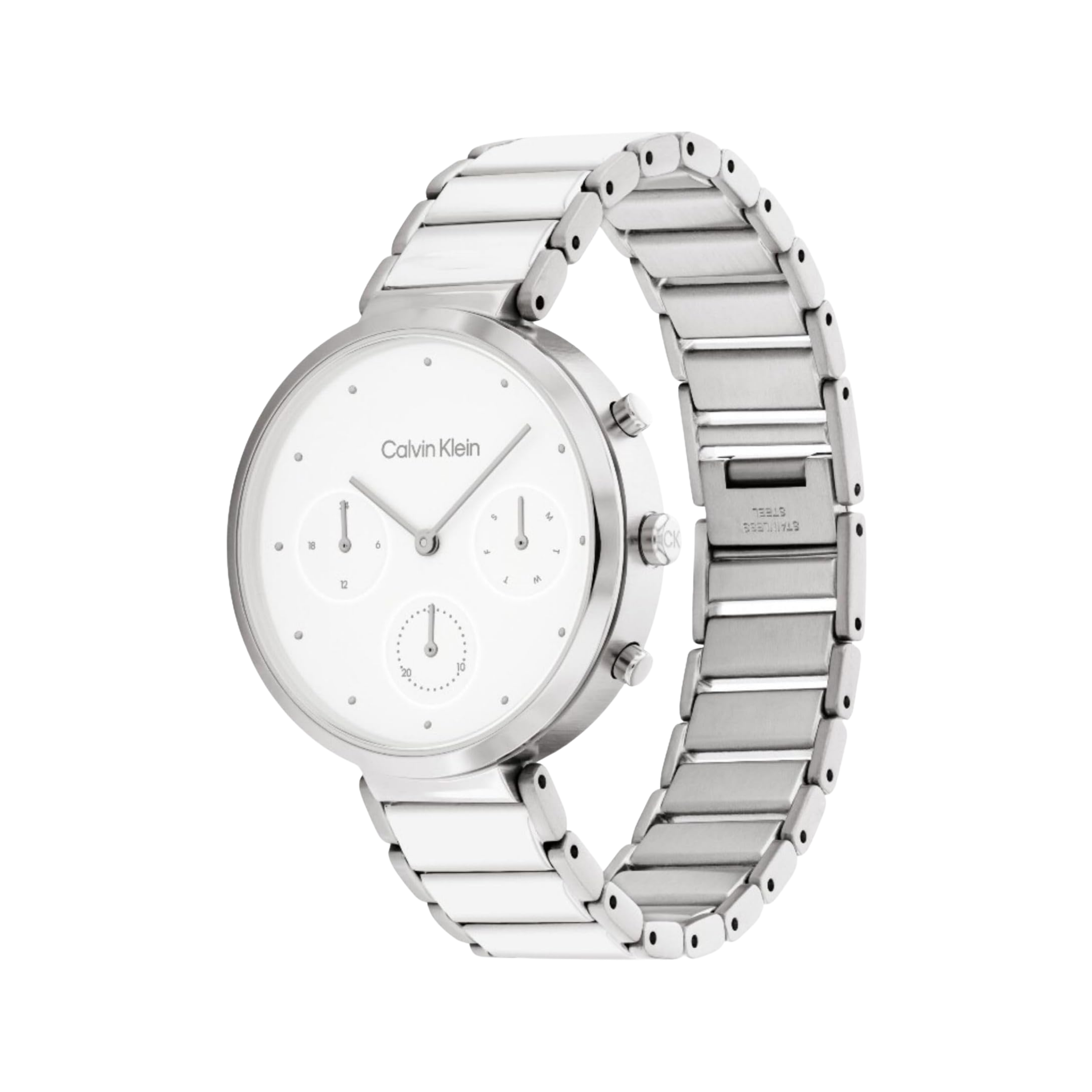 Calvin Klein Women Radiant Minimalistic T Bar Watch - White Silver