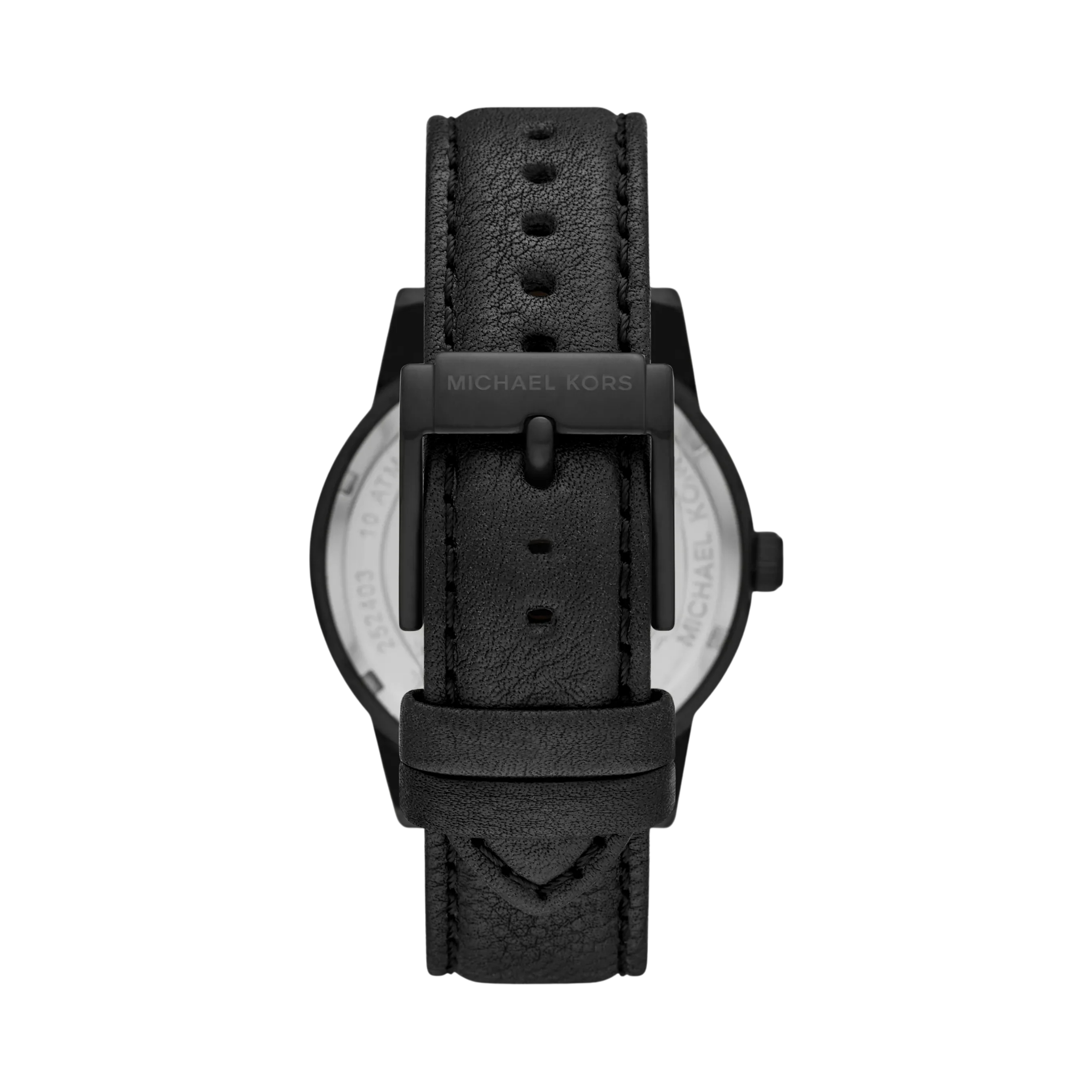 Michael Kors Men Oversized Hutton Black Tone and Leather Watch - Black