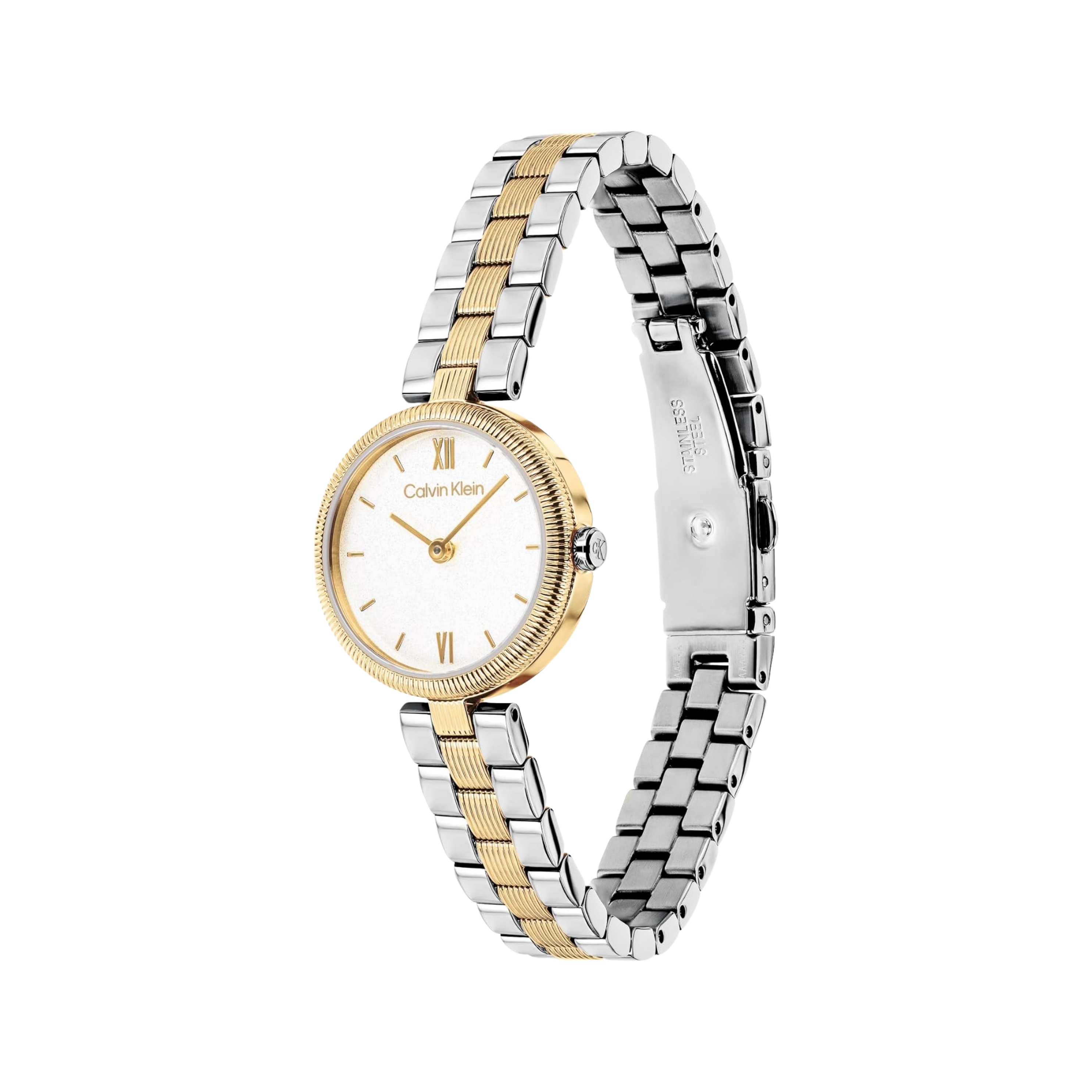 Calvin Klein Women Gleam Two Hand Quartz Watch - White Shimmer